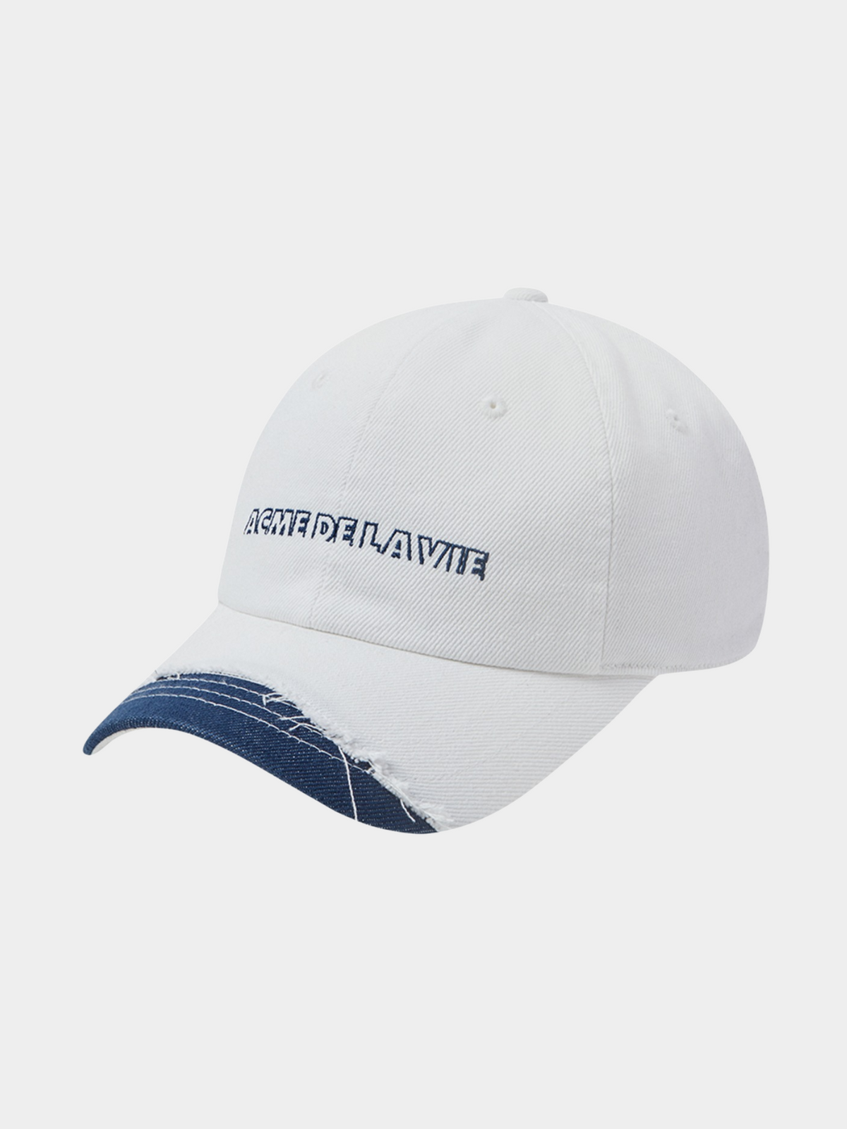 ADLV Damage Washing Denim Ball Cap | White