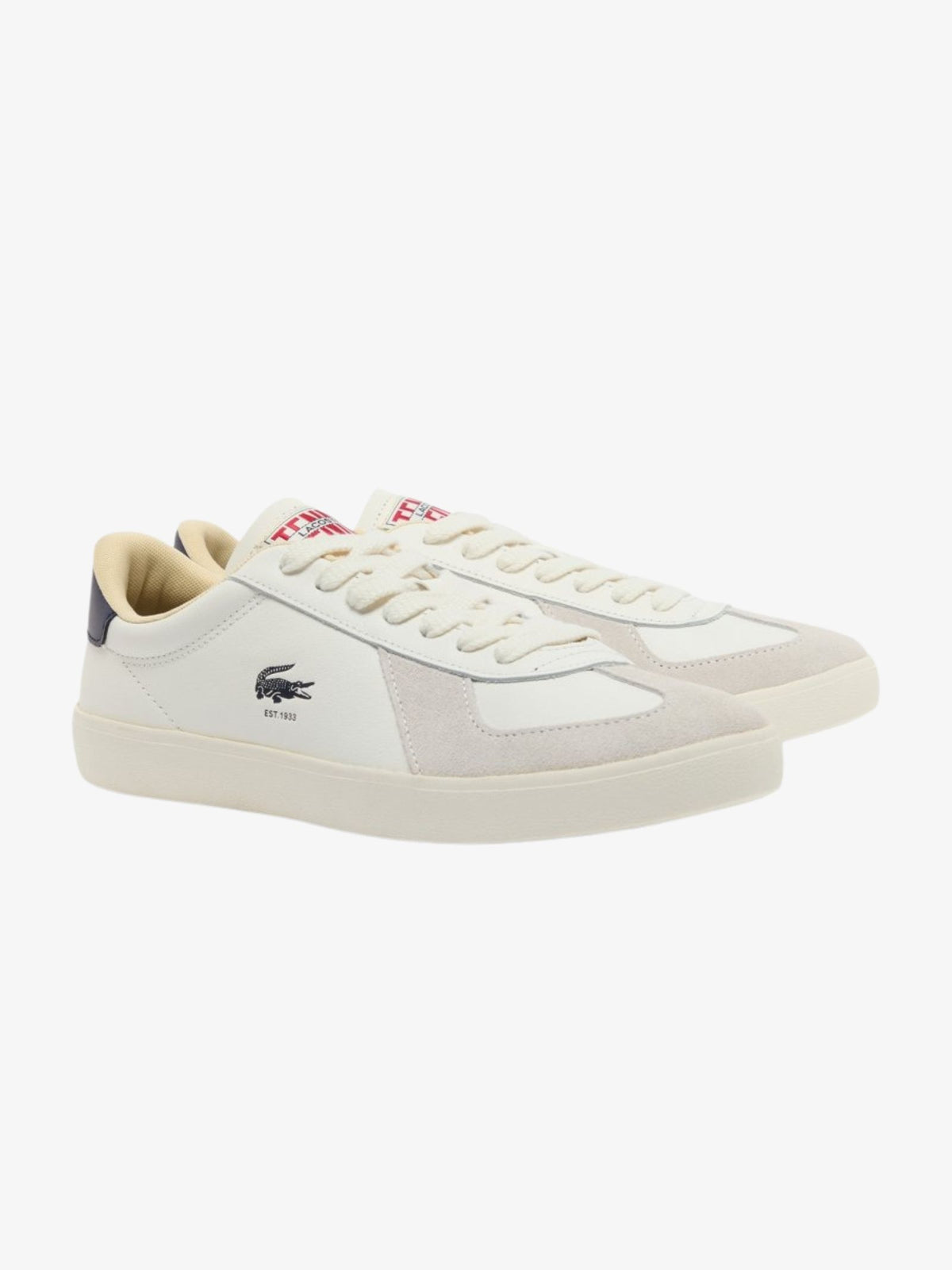 Lacoste Men’s Baseshot Pro Leather Sneakers | WHT/NVY/RED