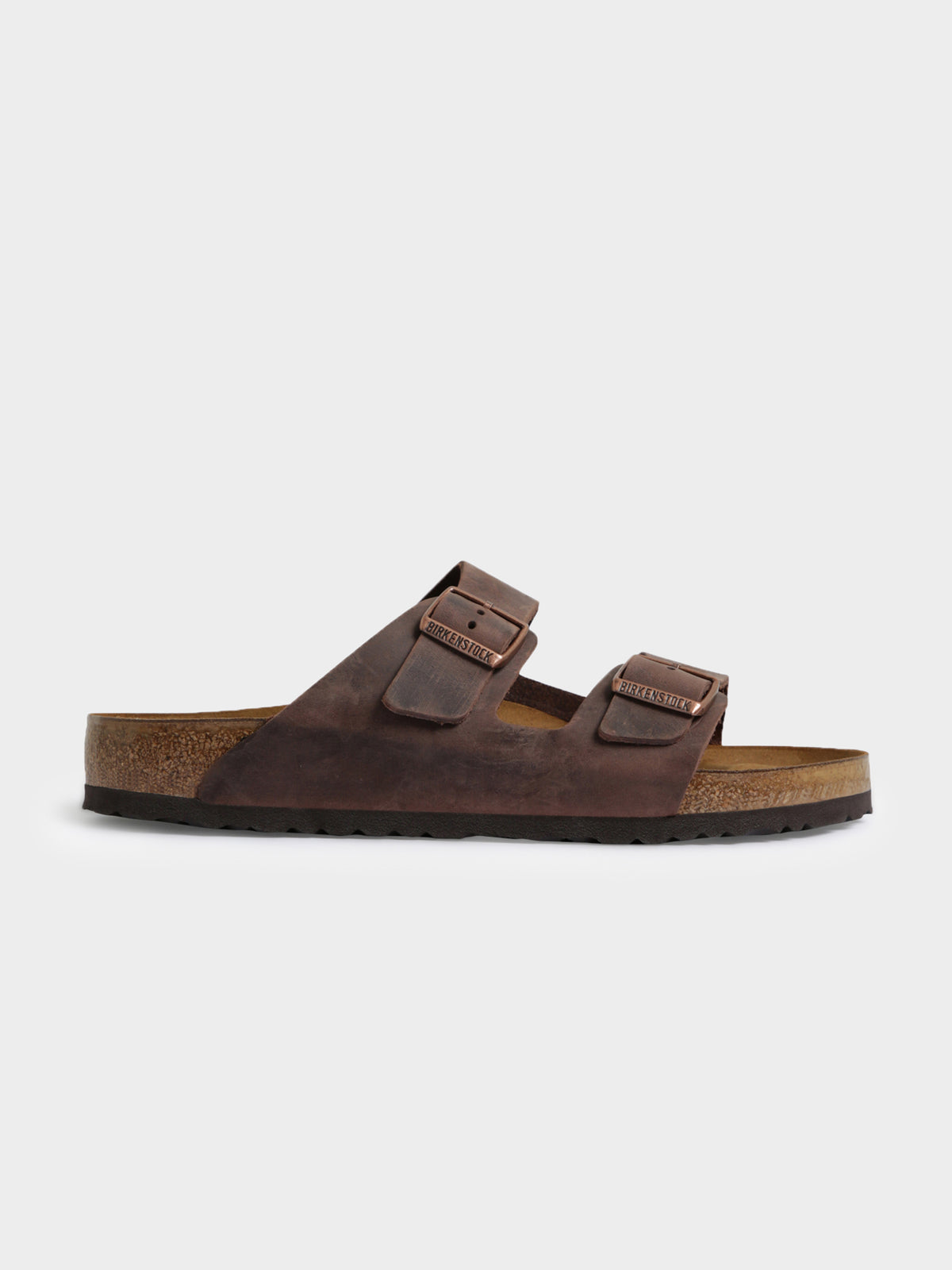 Unisex Arizona Two-Strap Regular Width Sandals in Habana Brown Oiled Leather