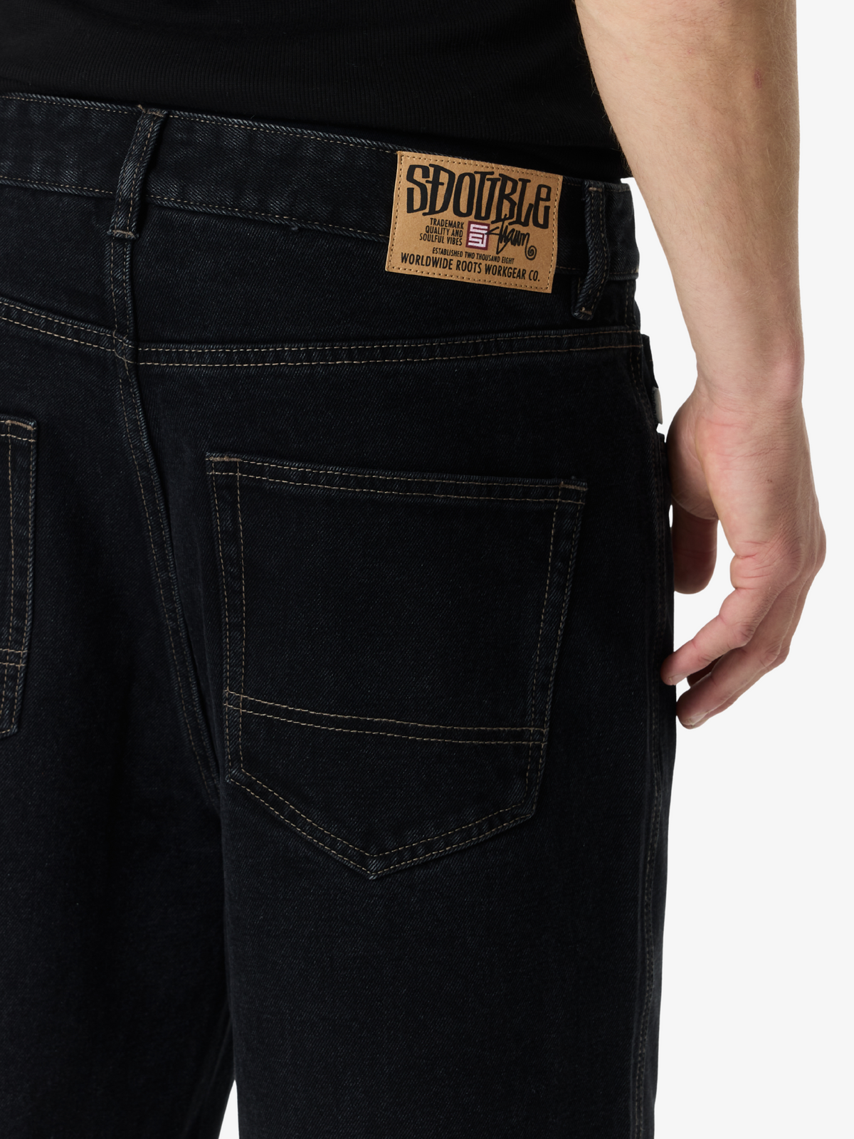 S-Double Denim Standard Short | Black Wash