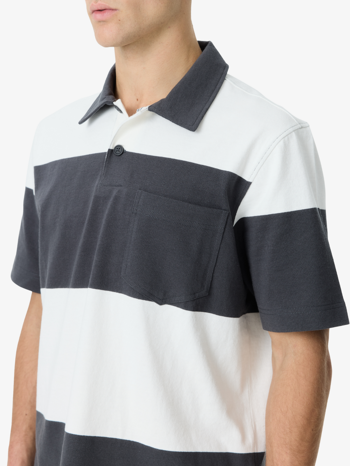 Article One Cawley Boxy Polo | Blk/Wht Stripe
