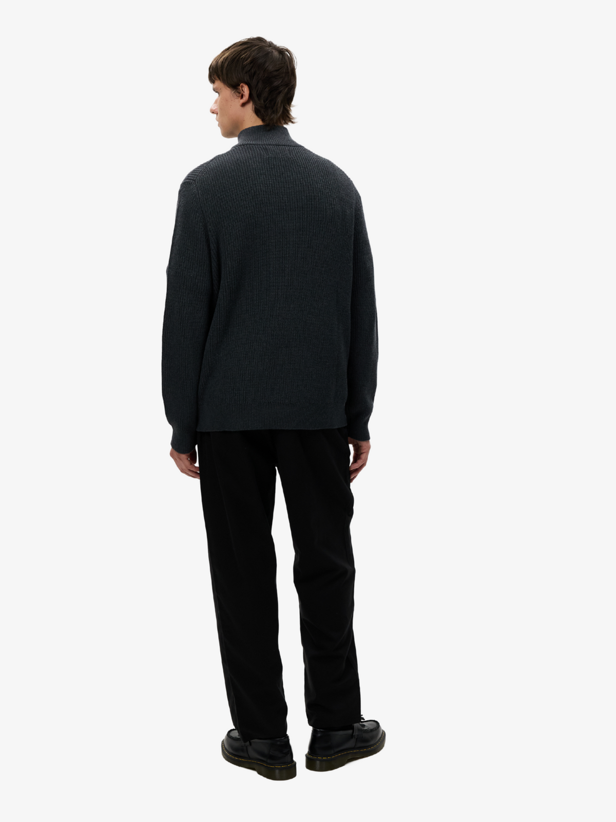 Article One Rib Quarter Zip Sweater | Charcoal