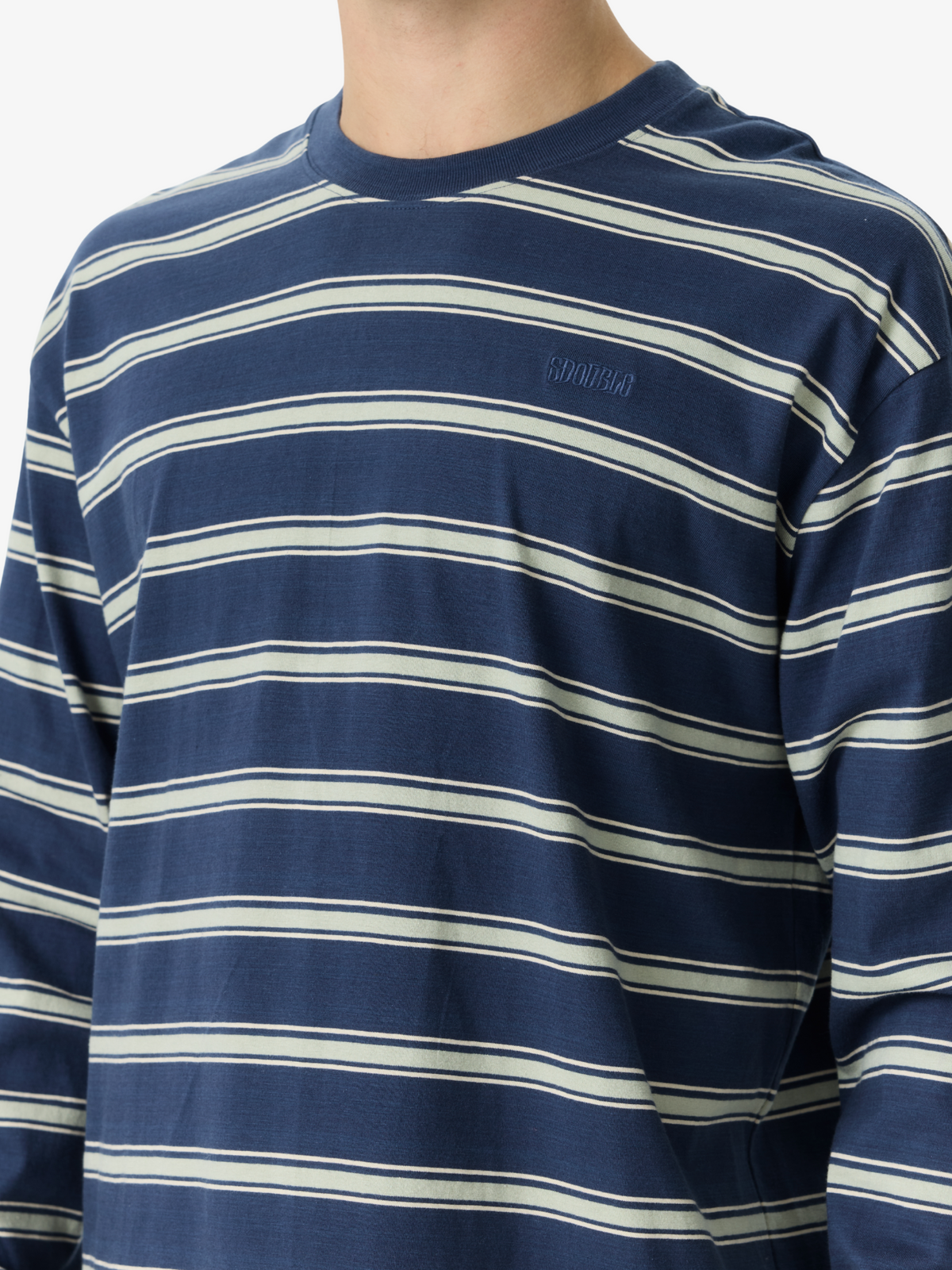 S-Double Big Stripe Long Sleeve Tee | NAVY