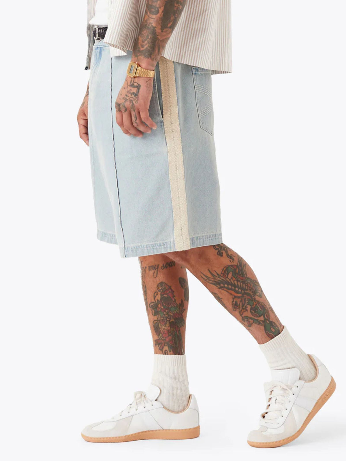 Zanerobe Stitched Pintuck Denim Short | Lt Blue