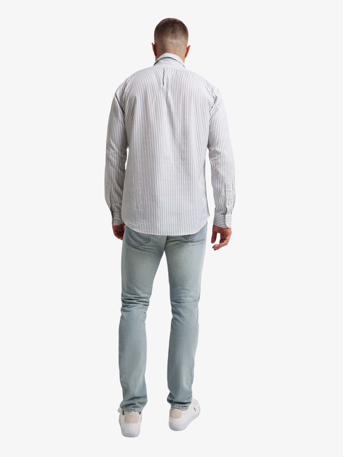 Polo Ralph Lauren Custom Oxford Striped Button-Down Shirt | Grey/White