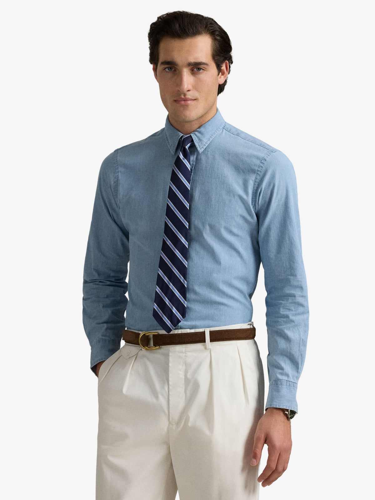 Polo Ralph Lauren Custom Fit Indigo Chambray Shirt | NIMES BLUE/WHITE