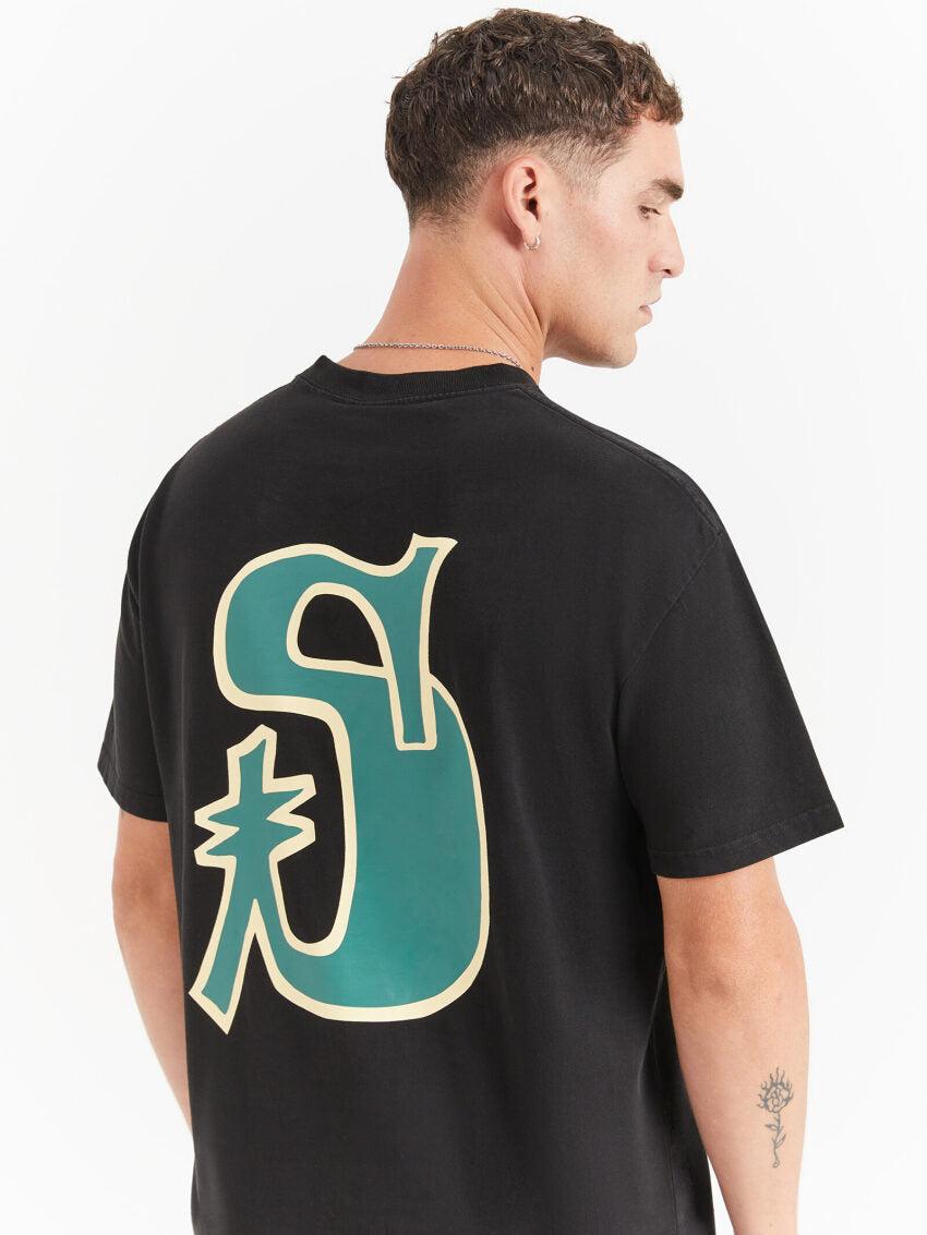 Big S Heavyweight Short sleeve T-Shirt in Pigment Black | Glue Store