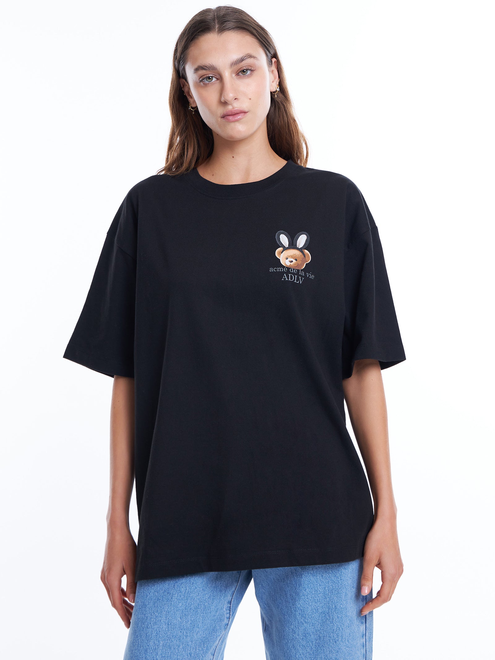 ADLV Rabbit Bear Doll Tee Black | Glue Store