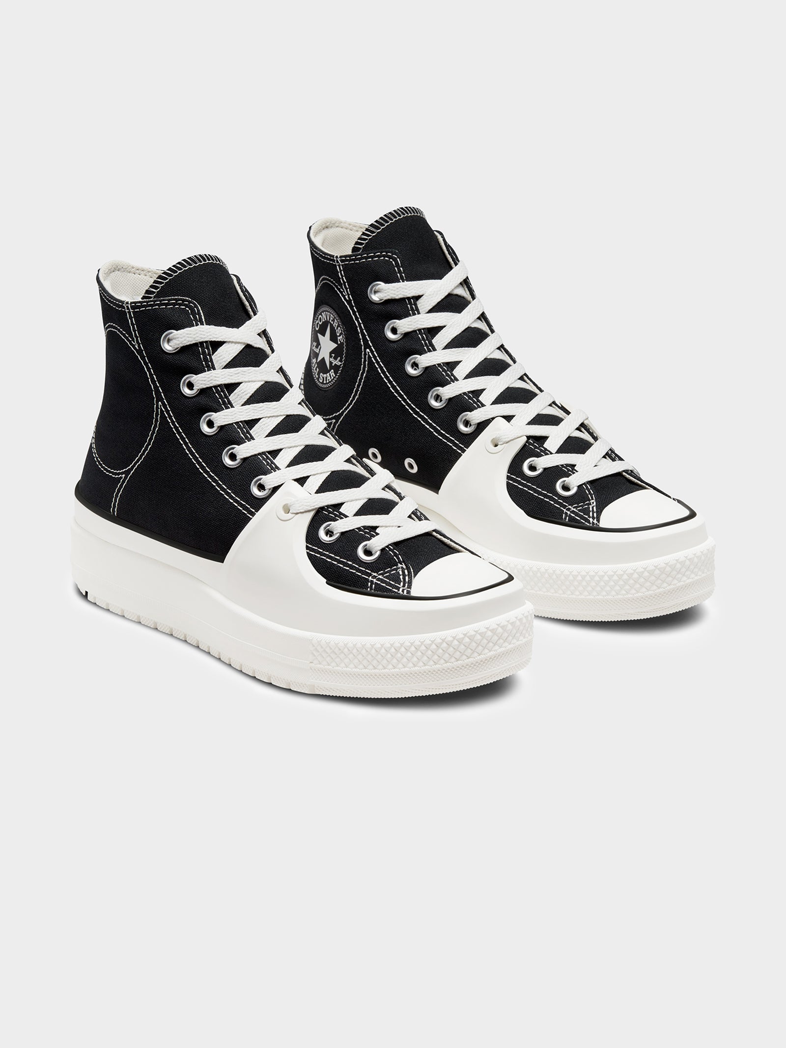 Womens Chuck Taylor All Star Construct Deco Stitch High Top Sneakers in Black