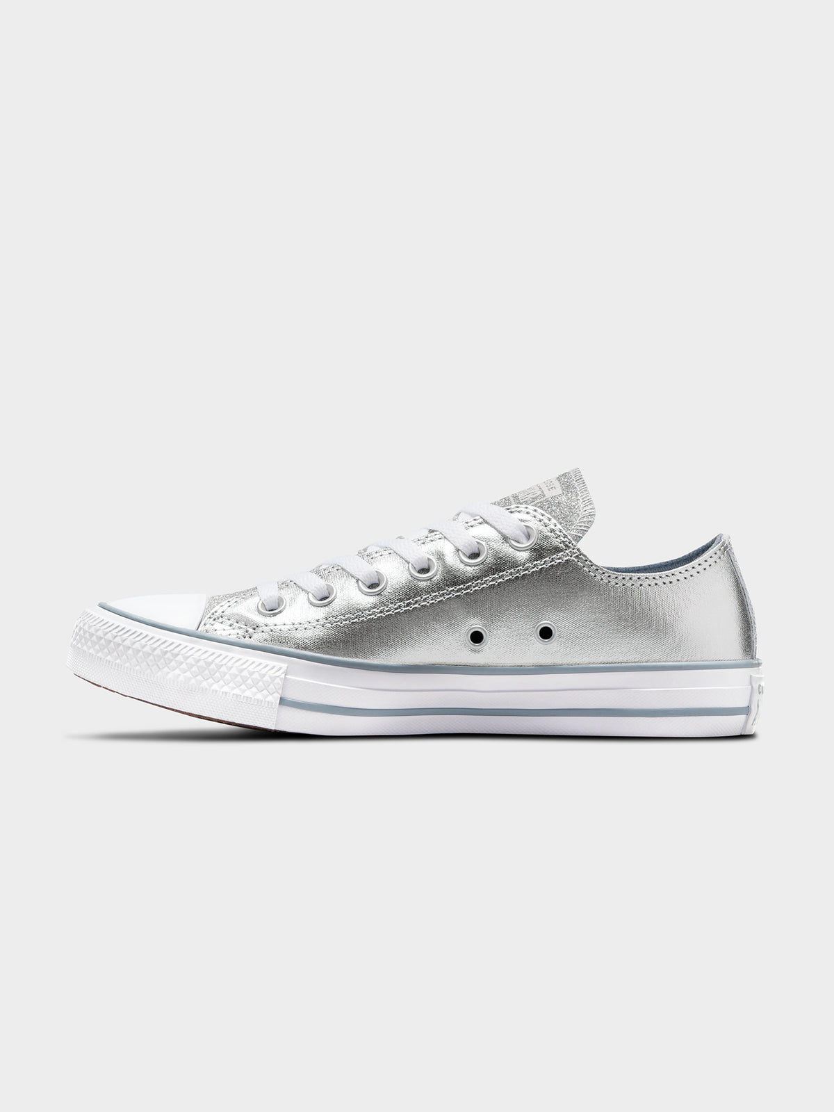 Converse Womens Chuck Taylor All Star Sparkle Party Low Top Sneakers | Metallic Granite/White/Silver