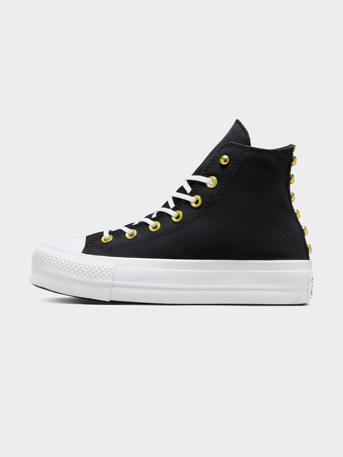 Womens Chuck Taylor All Star Lift Star Studded High Top Sneakers in Black &amp; White