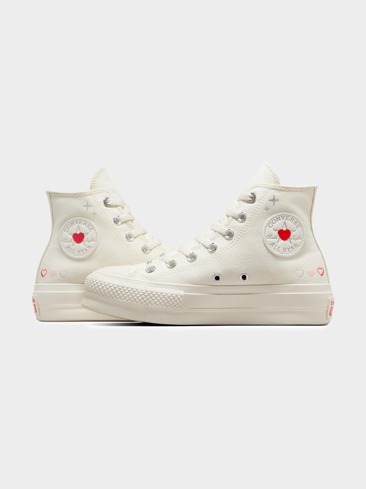 Womens Chuck Taylor All Star Lift Y2K Heart High Top Sneakers in Egret Fever Dream