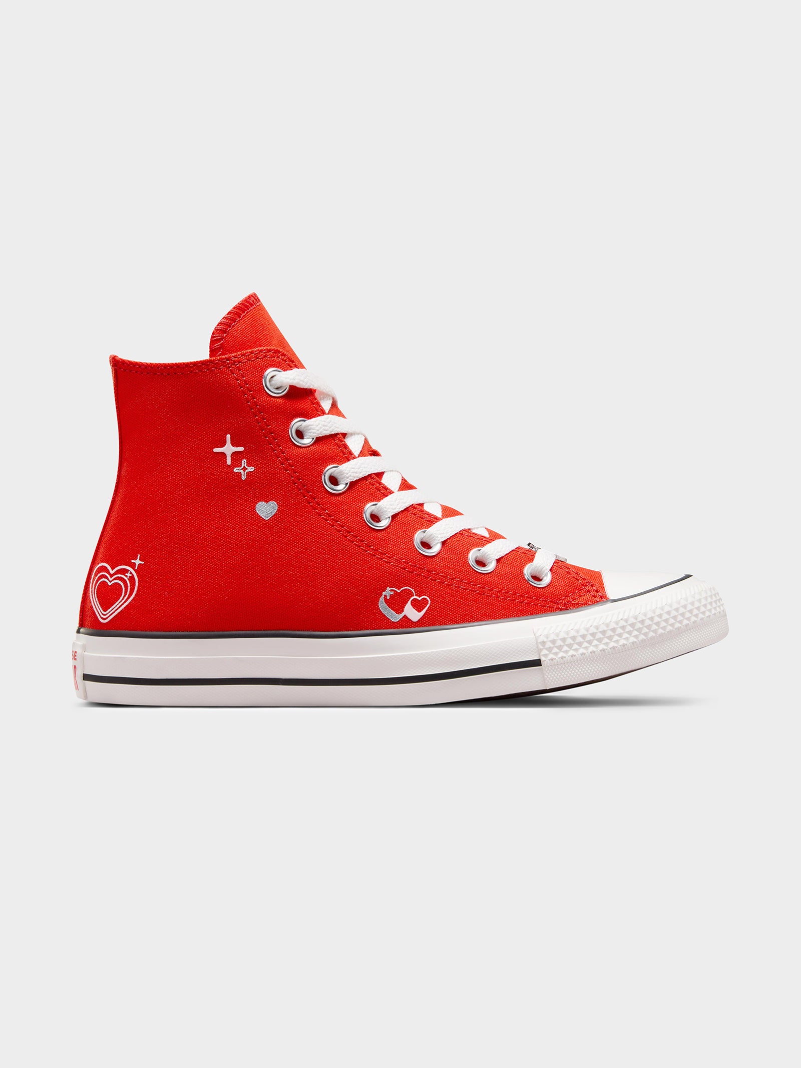 Womens Chuck Taylor All Star Y2K Heart High Top Sneakers in Fever Dream & Vintage White