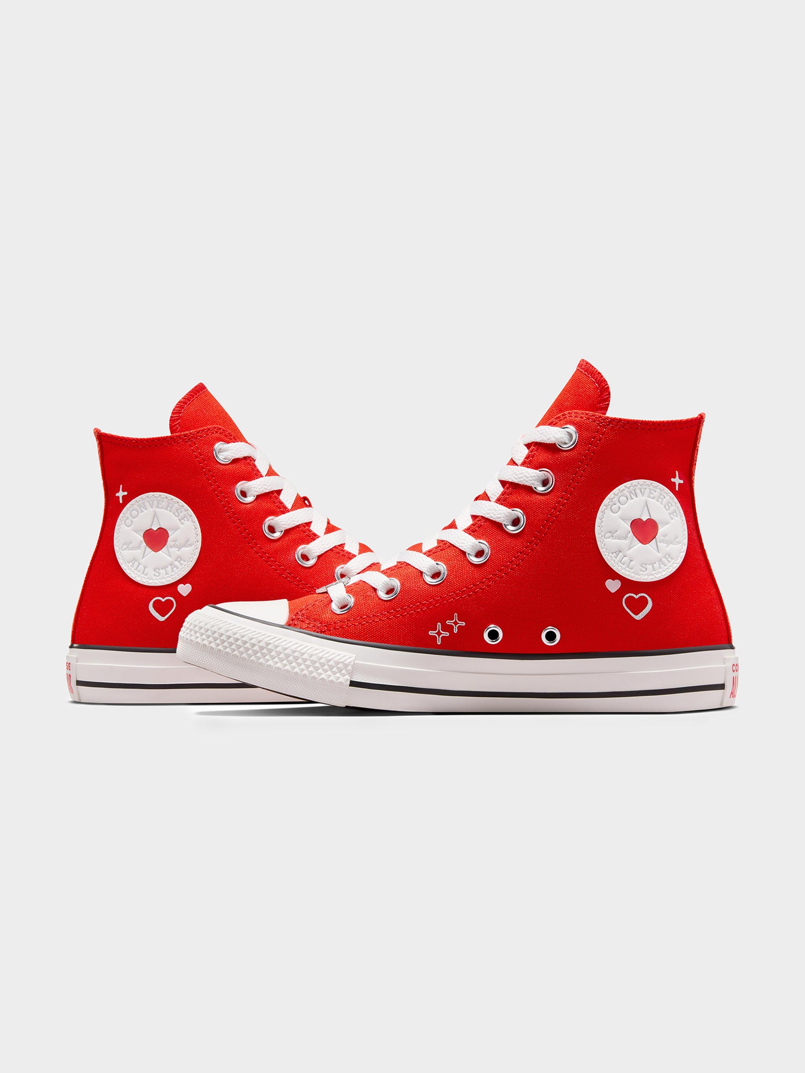Womens Chuck Taylor All Star Y2K Heart High Top Sneakers in Fever Dream & Vintage White