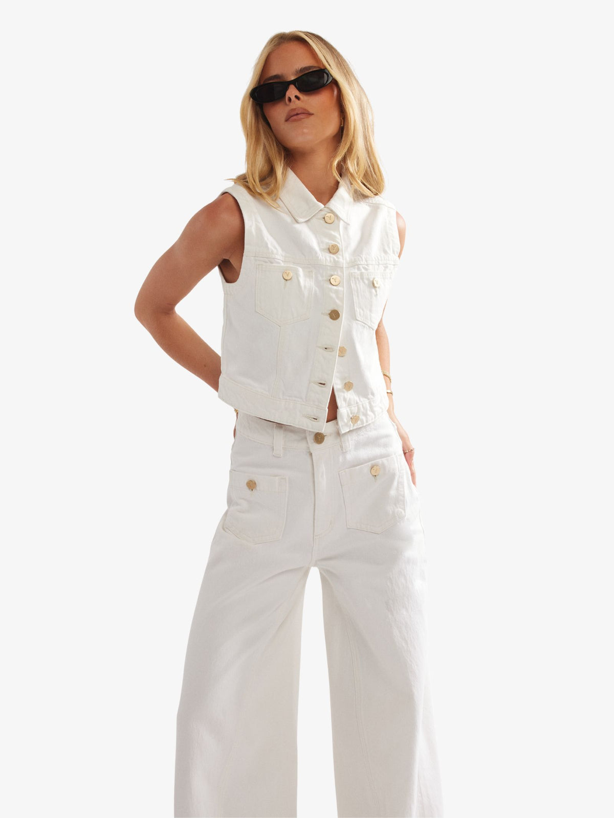 Abrand 94 Super Wide White Gold Jeans | White Gold