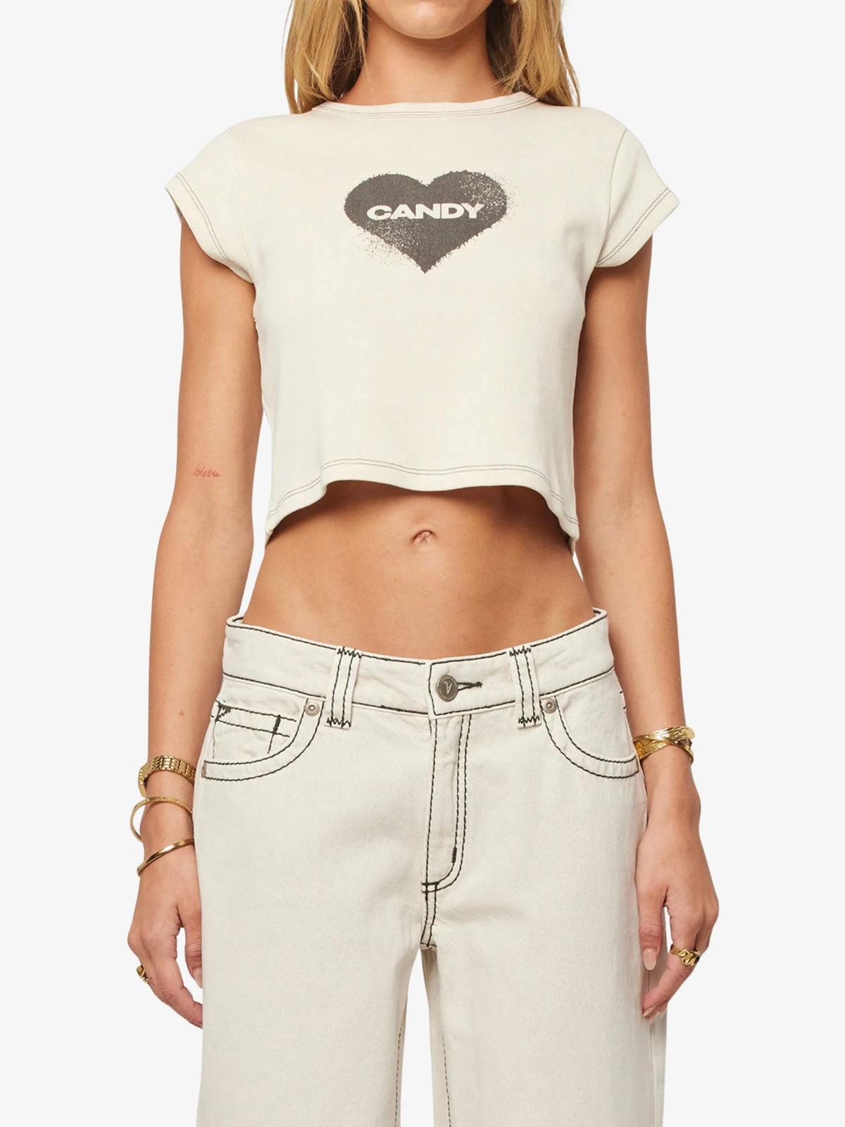Abrand Rebellion Cropped Tee | Dirty White