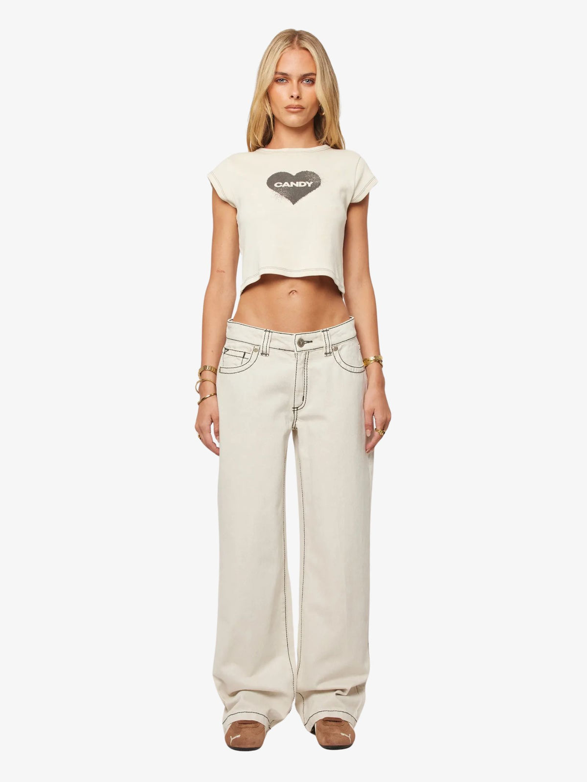 Abrand Rebellion Cropped Tee | Dirty White