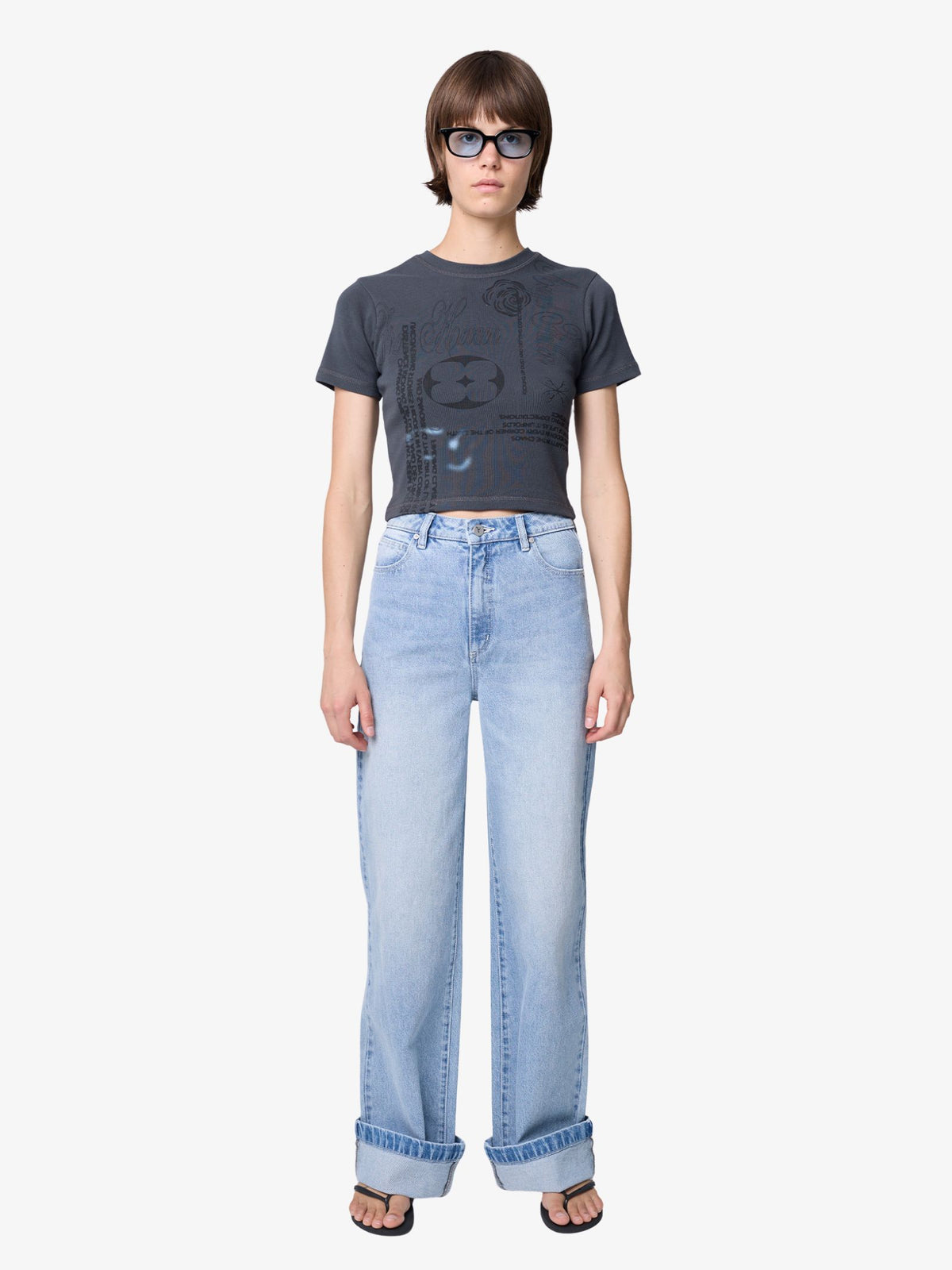Abrand From Heaven Baby Rib Tee | CHARCOAL