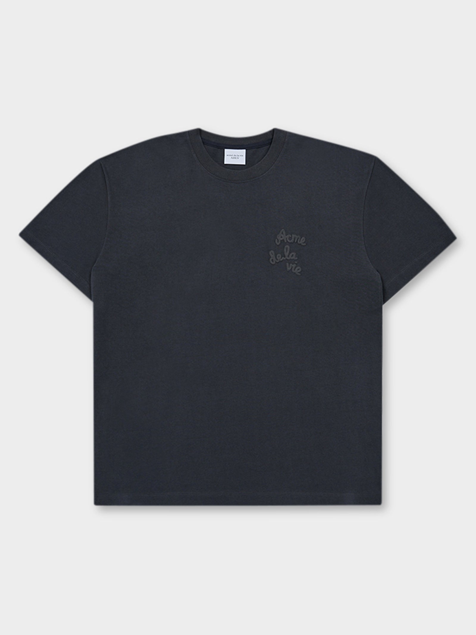 ADLV Embossing Script Logo Short Sleeve T-Shirt CHARCOAL