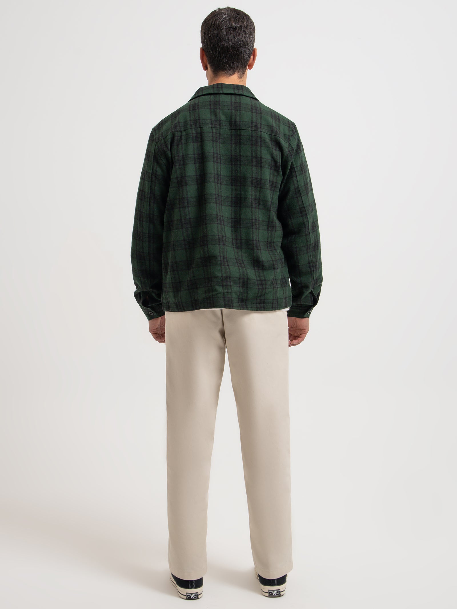 Stussy Shadow Plaid Zip Up Shirt Green | Glue Store
