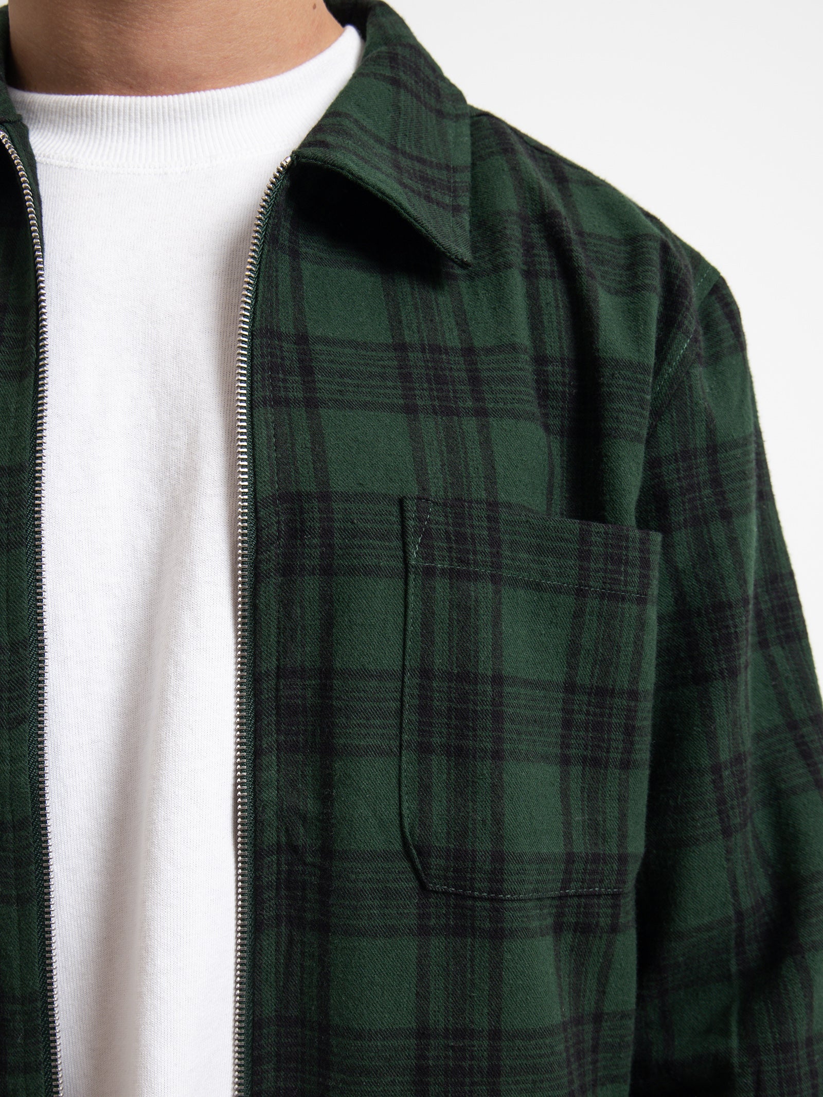 Stussy Shadow Plaid Zip Up Shirt Green | Glue Store