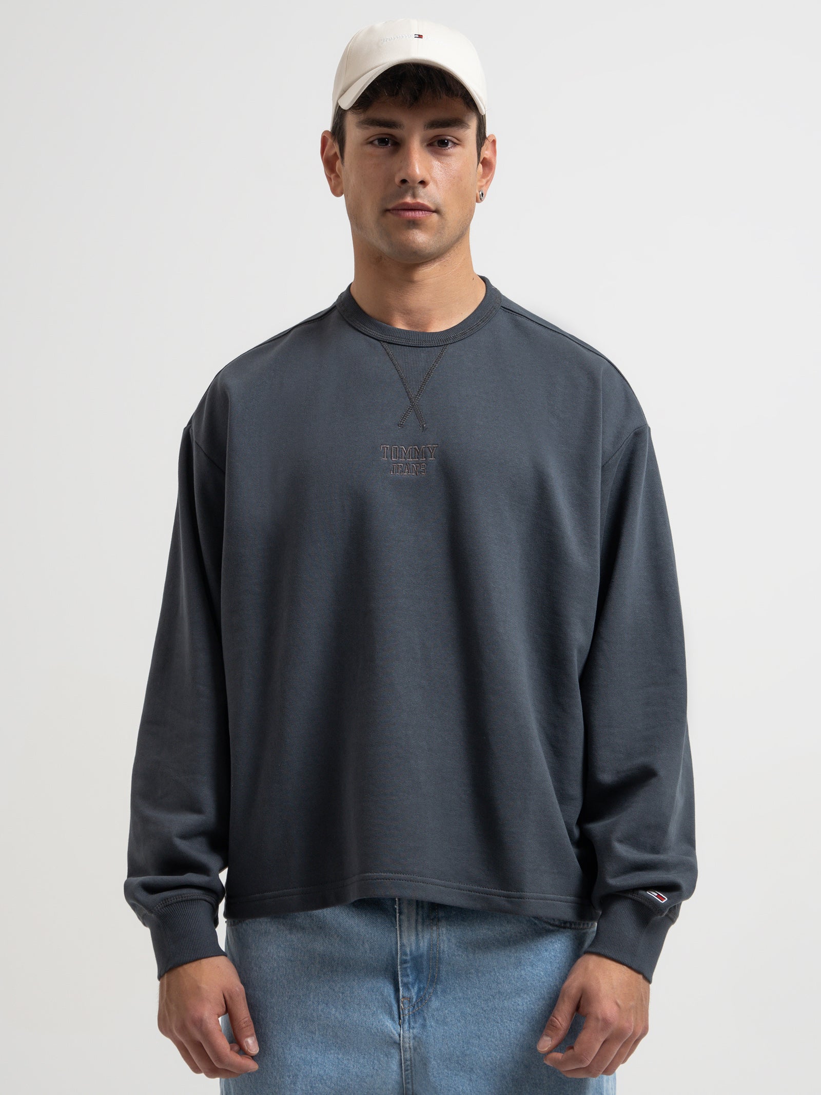 Logo Boxy Fit Sweatshirt in Charcoal - Glue Store