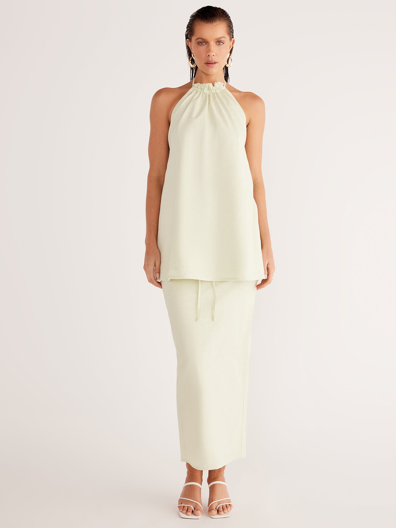 SNDYS Alysse Halter Dress Matcha | Glue Store