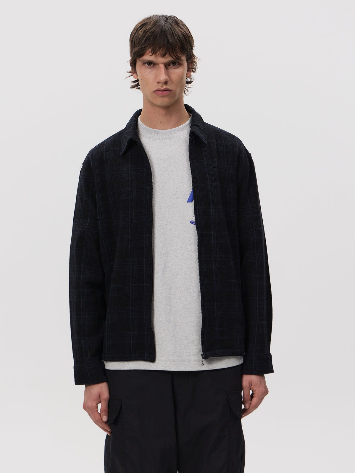 Article One Porter Zip Shirt | Black/Blue