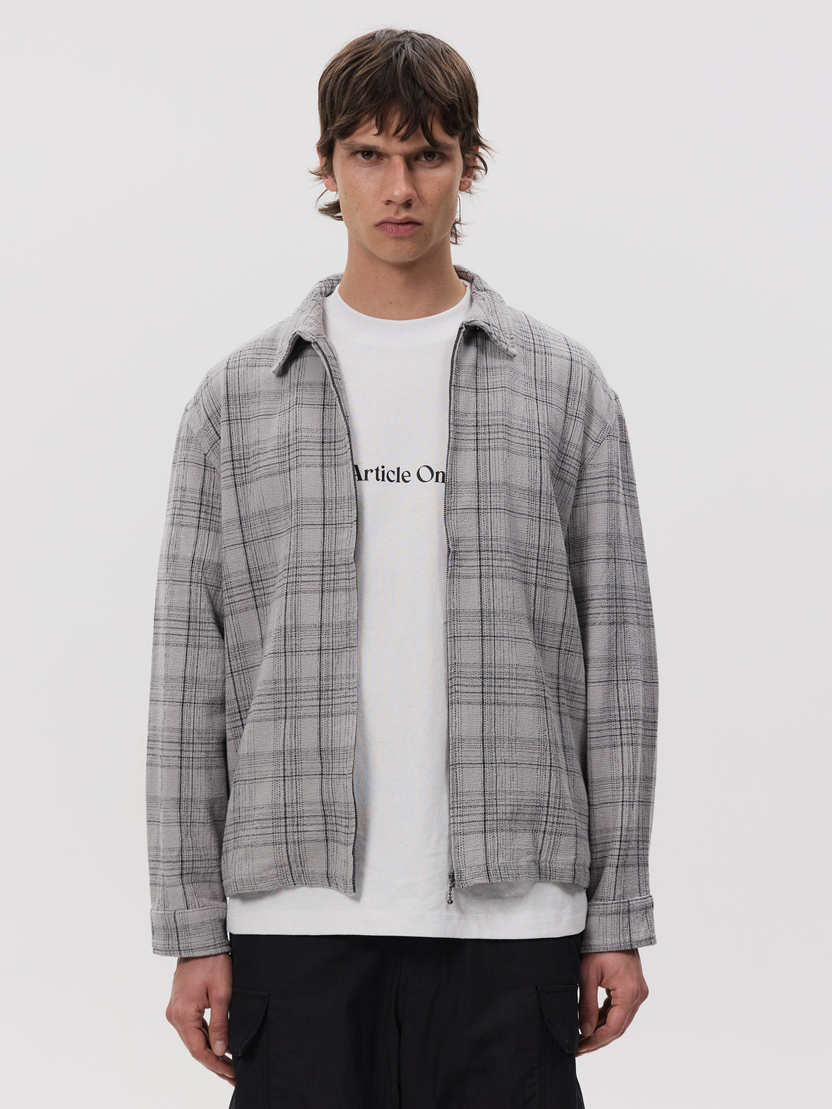 Article One Porter Zip Shirt | Light Grey