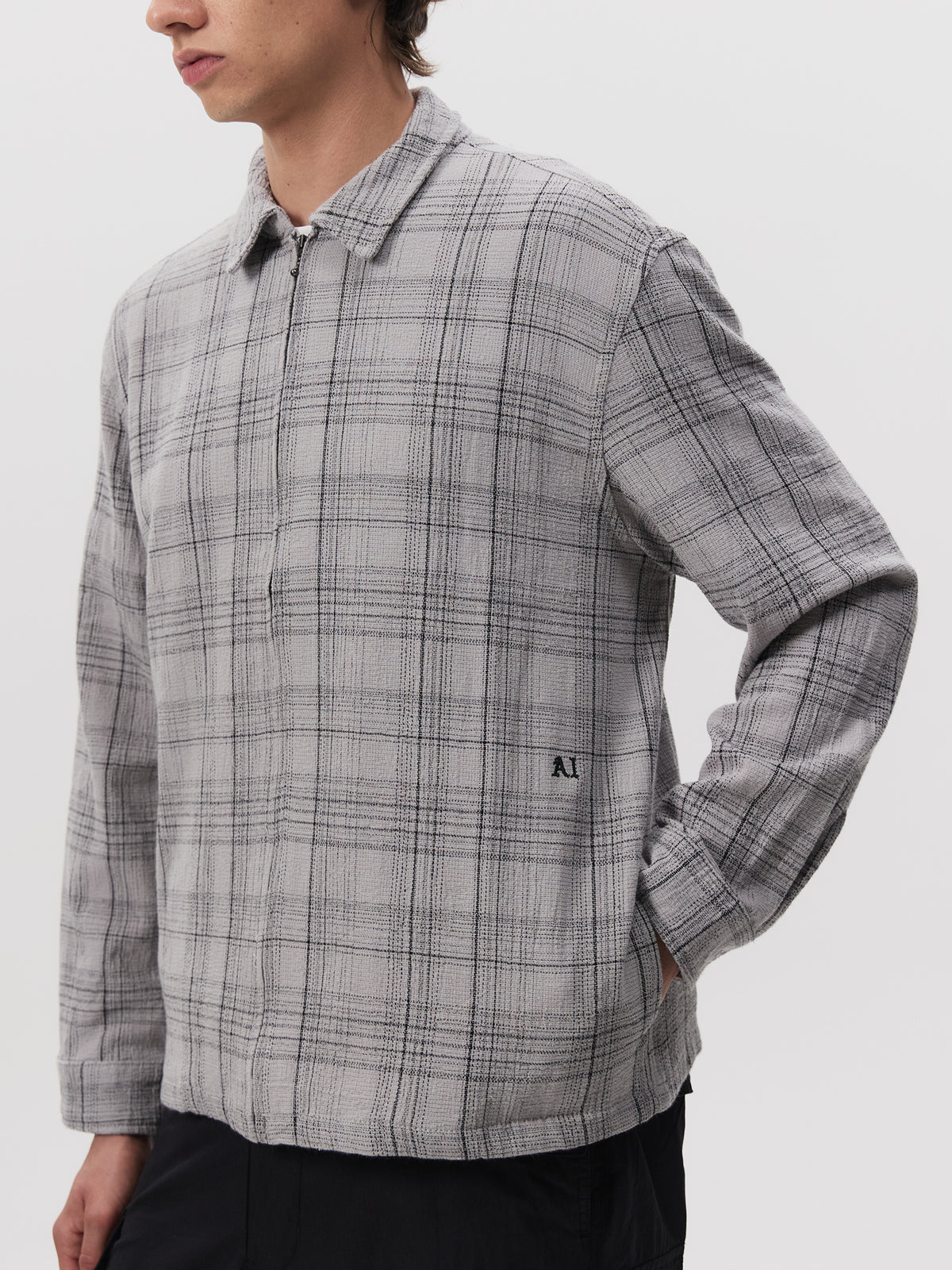 Article One Porter Zip Shirt | Light Grey