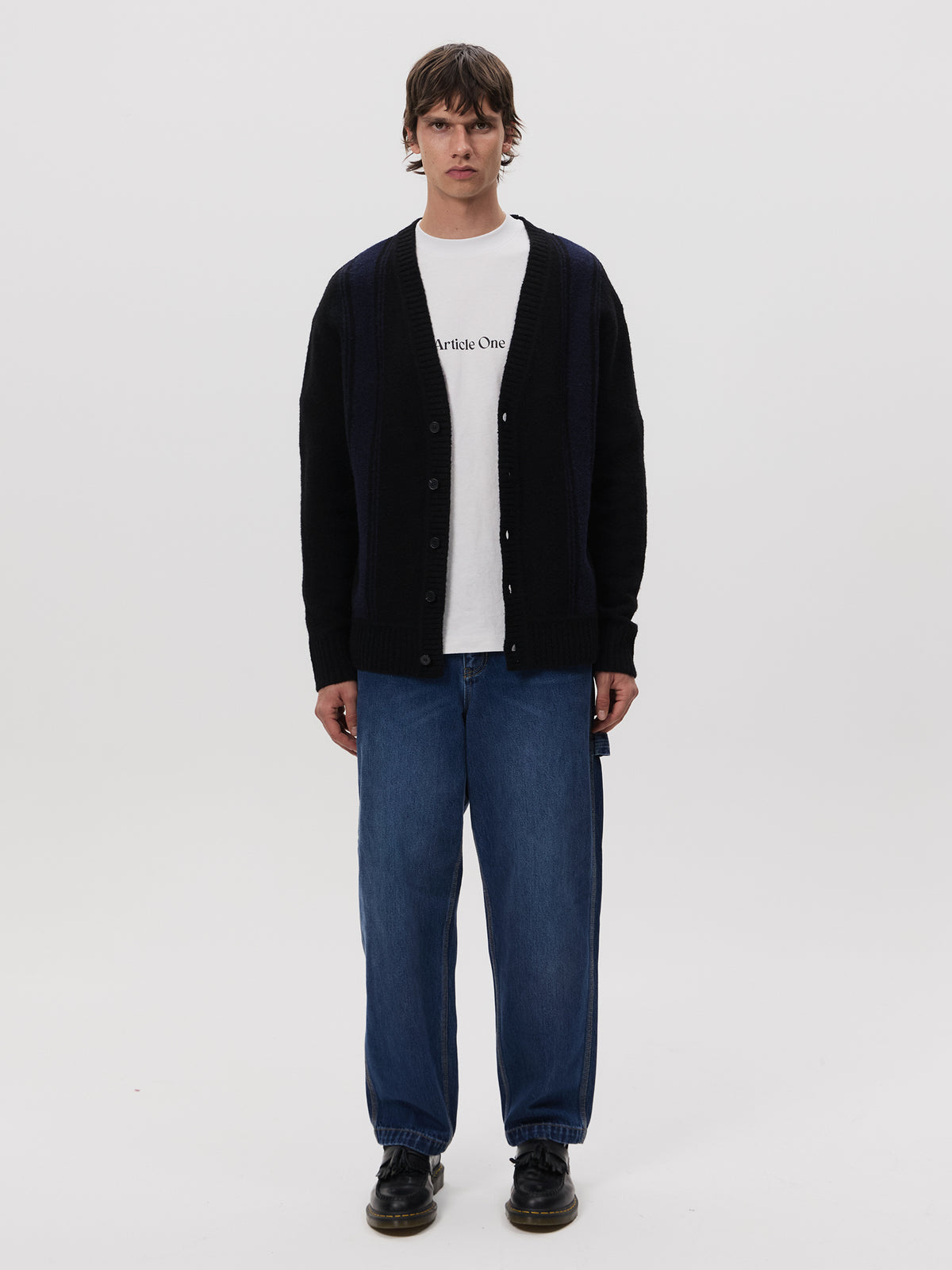 Article One Ray Cardigan | Black Stripe