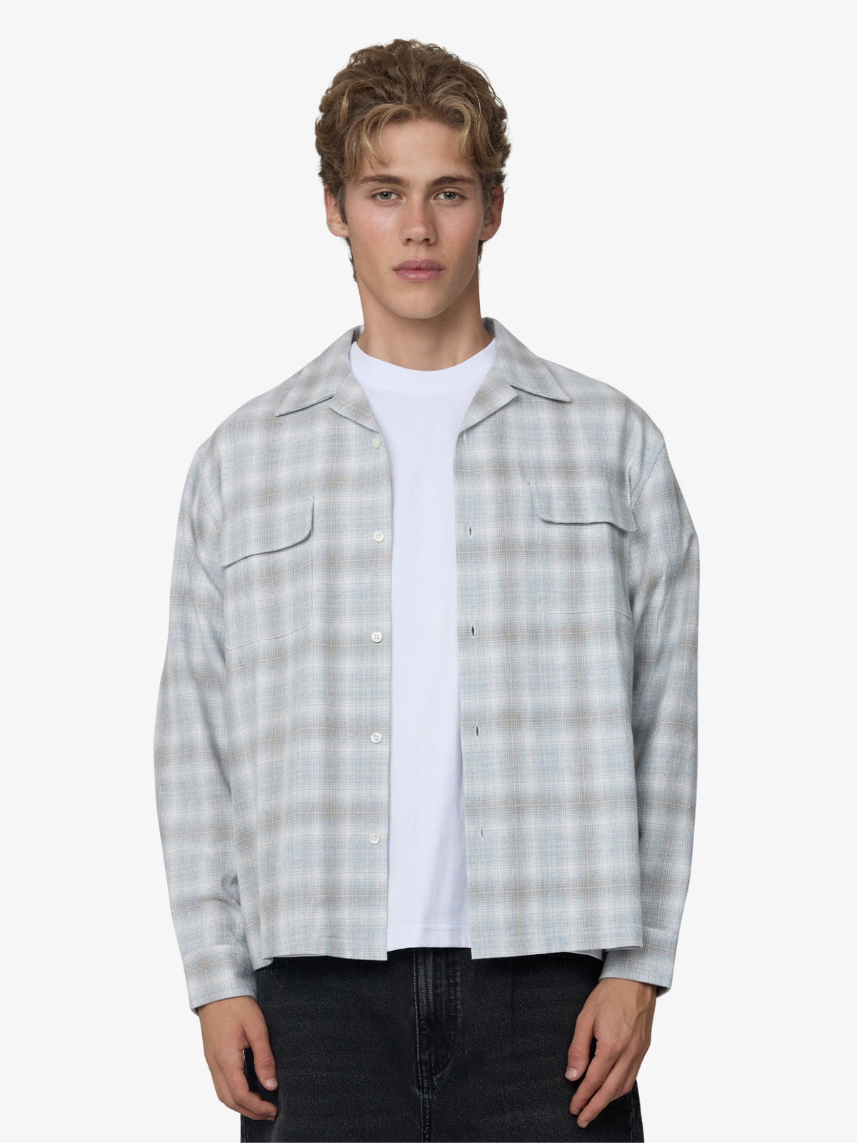 Article One Mavis Midweight Check Overshirt | Grey Plaid