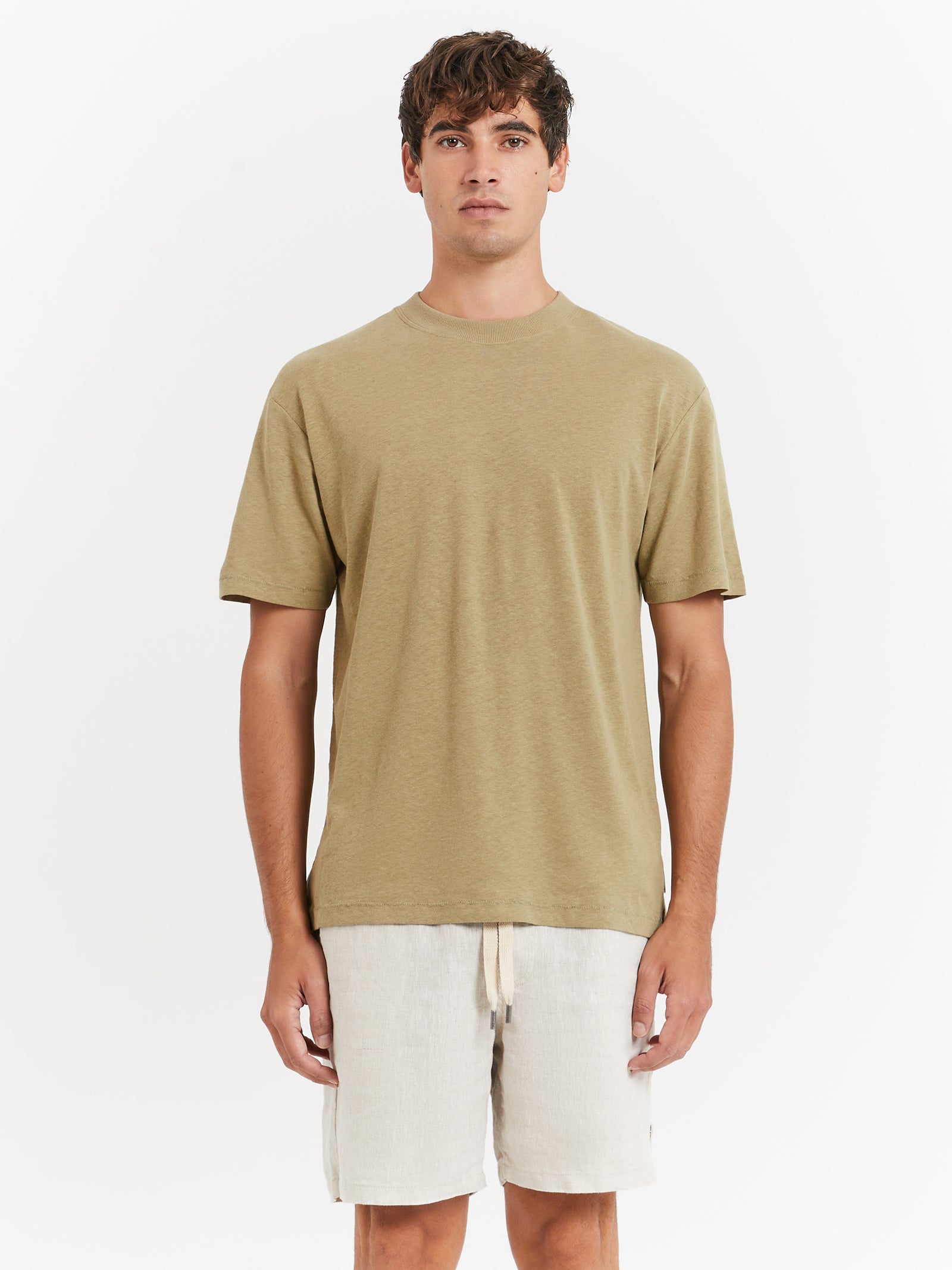 Ainsley Linen T-Shirt in Olive - Glue Store