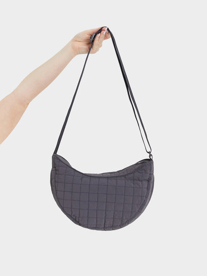 Mini Quilted Shoulder Bag in Charcoal
