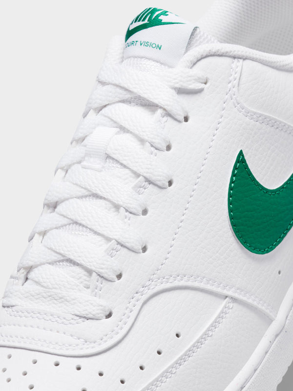Mens Court Vision Low Sneakers in White & Malachite - Glue Store