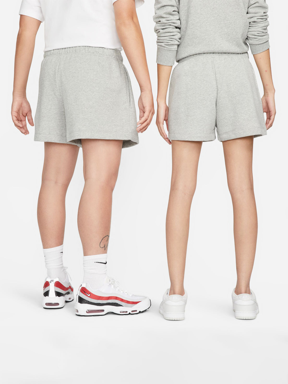 Club Fleece Mid-Rise Shorts in Grey Heather &amp; White