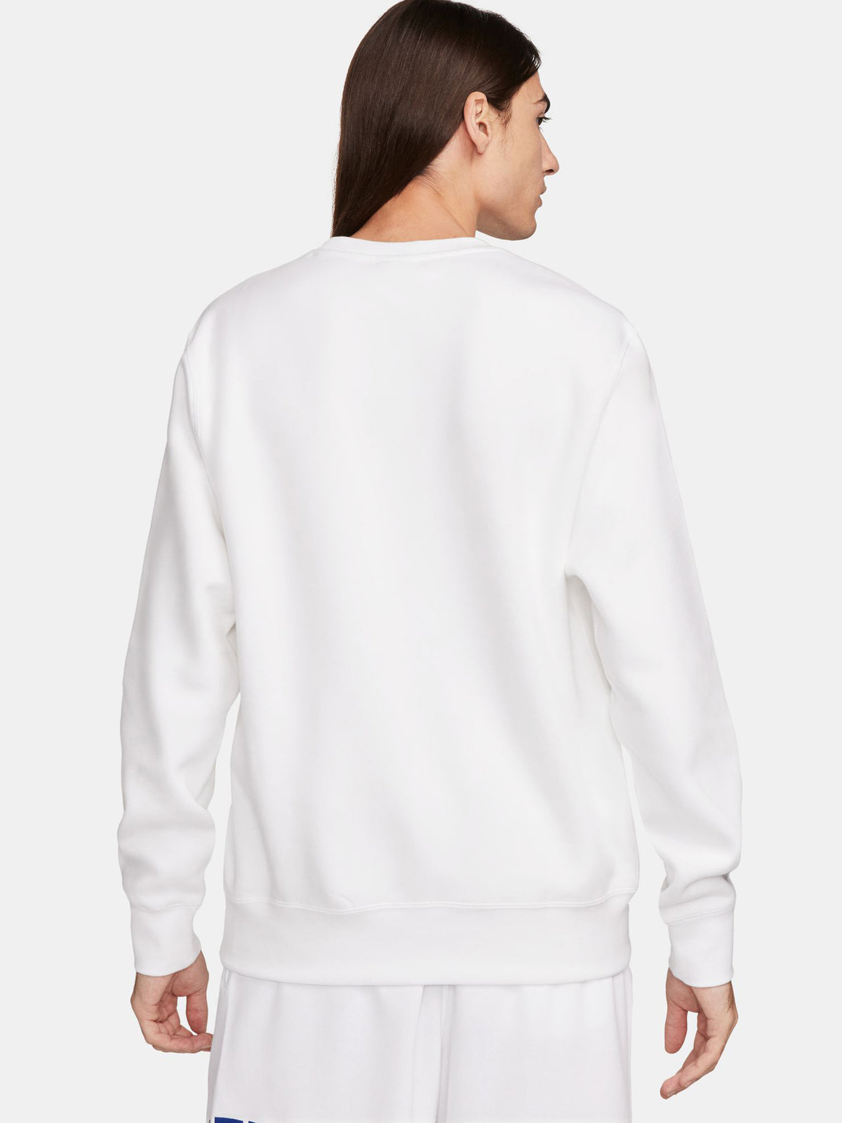 Club Fleece Long Sleeve Crew Neck Sweatshirt in White &amp; Safety Orange