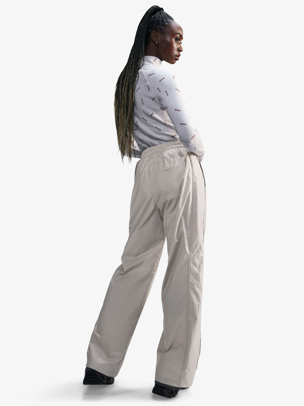 Nike Women's Woven High-Waisted Open-Hem Pants | LT IRON ORE/FLAT PEWTER