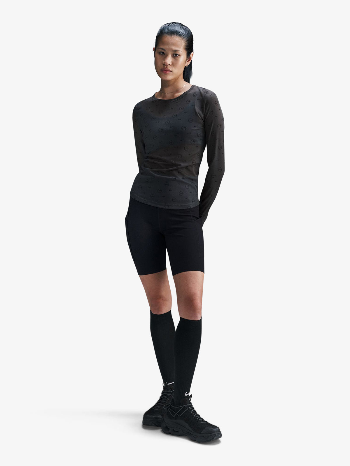 Nike Sportswear Women's Long-Sleeve Sheer Top | ANTHRACITE