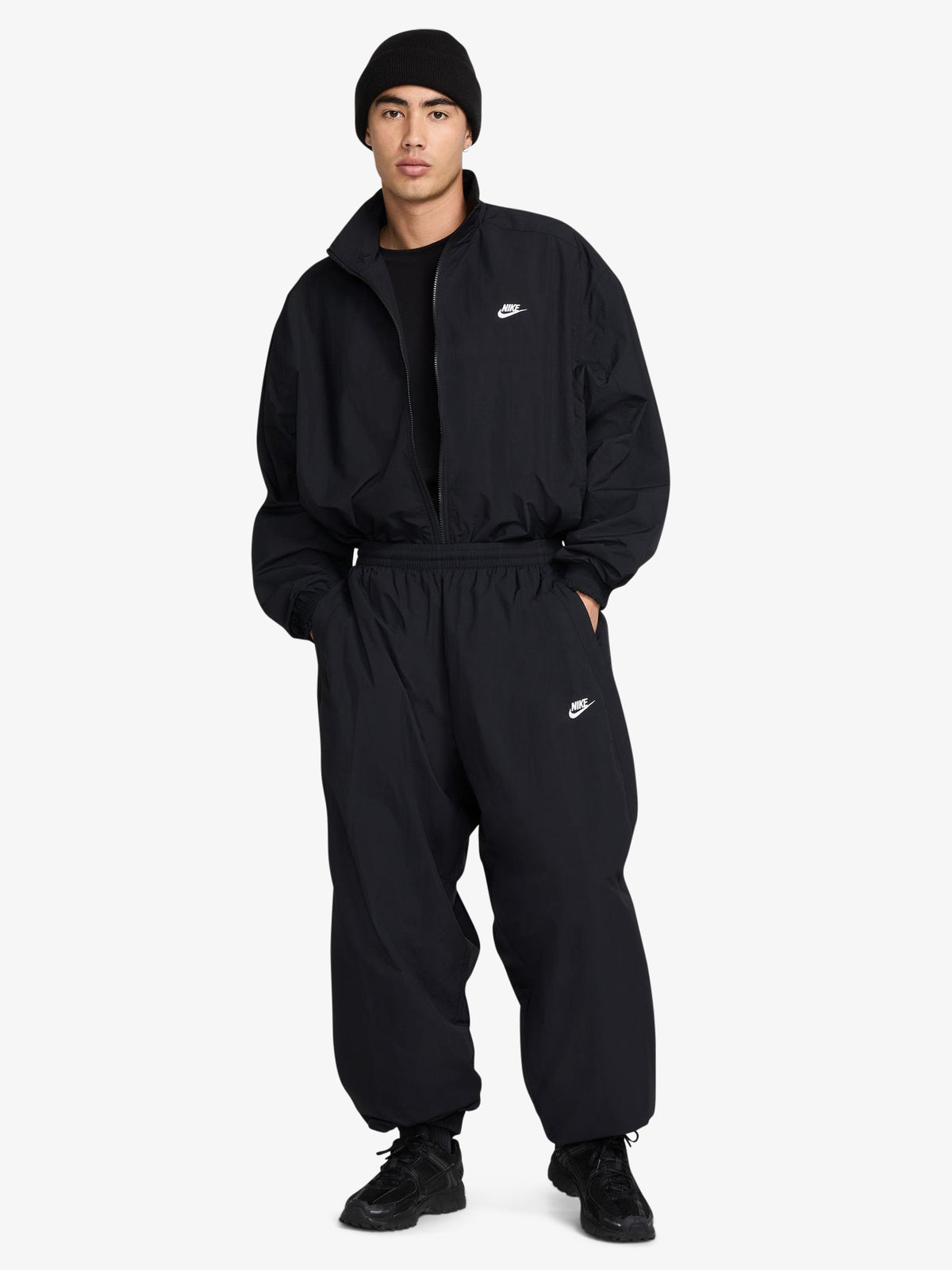 Nike Men's Club Oversized Woven Track Pants | Black/White