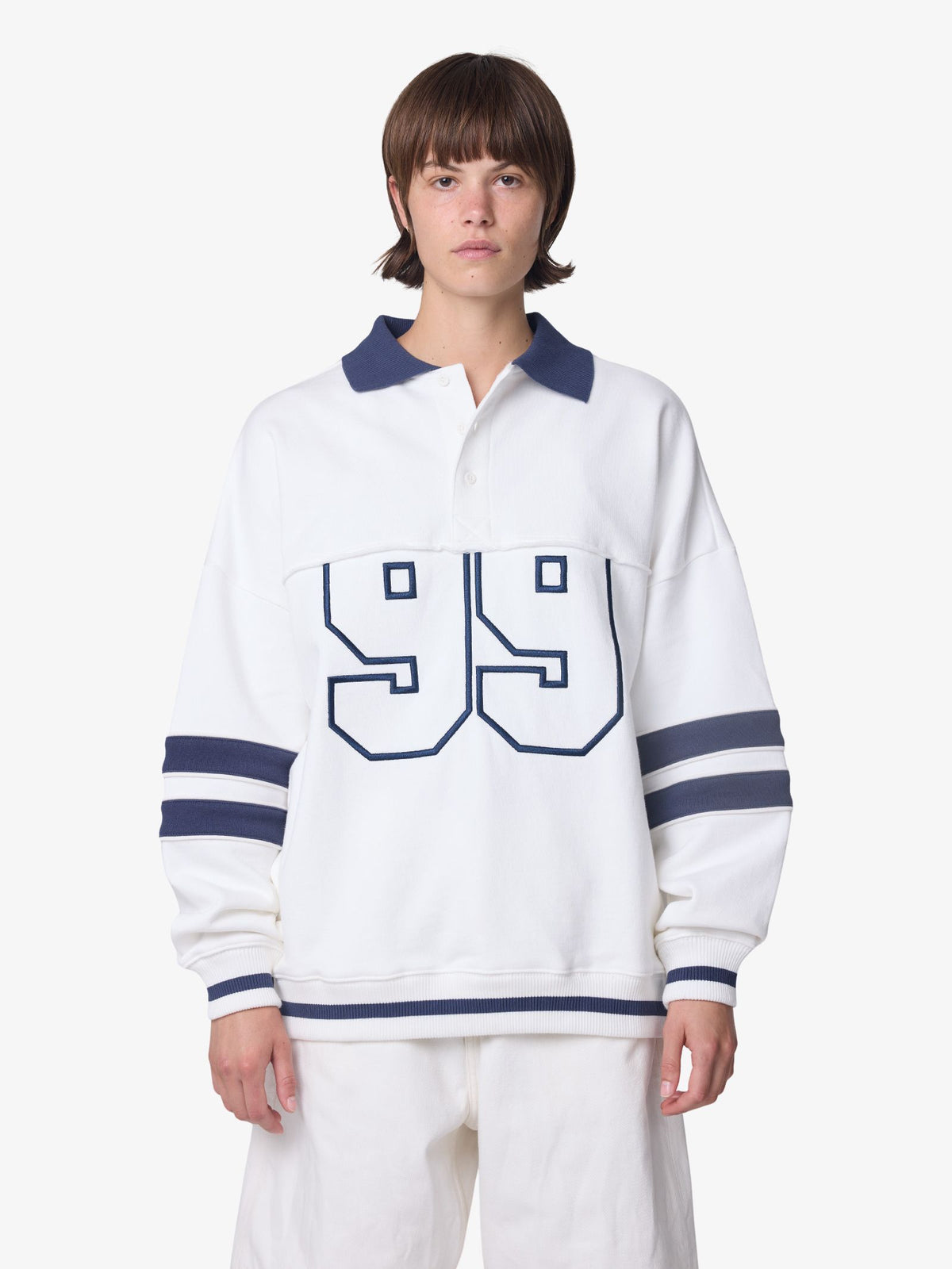 Ksubi 99 Boyfriend Polo Sweatshirt | WHITE