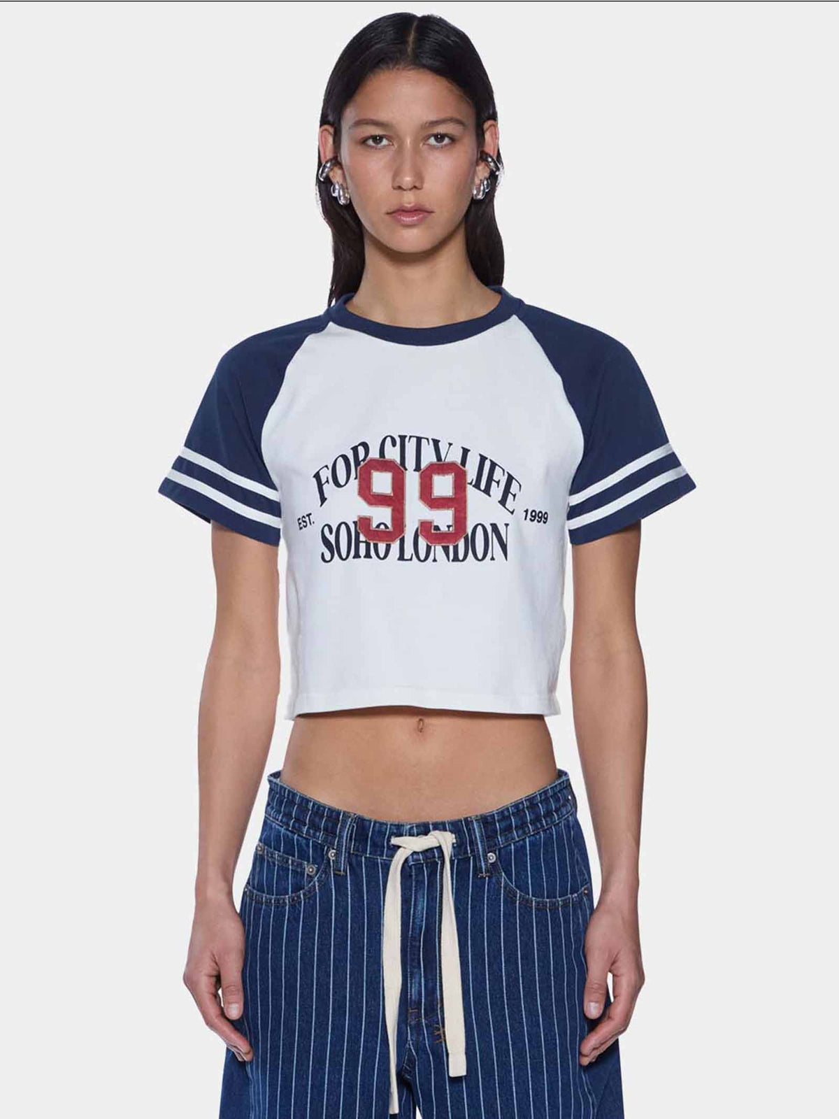 Ksubi Raglan Boxy Short Sleeve Tee | VINTAGE WHITE/NAVY