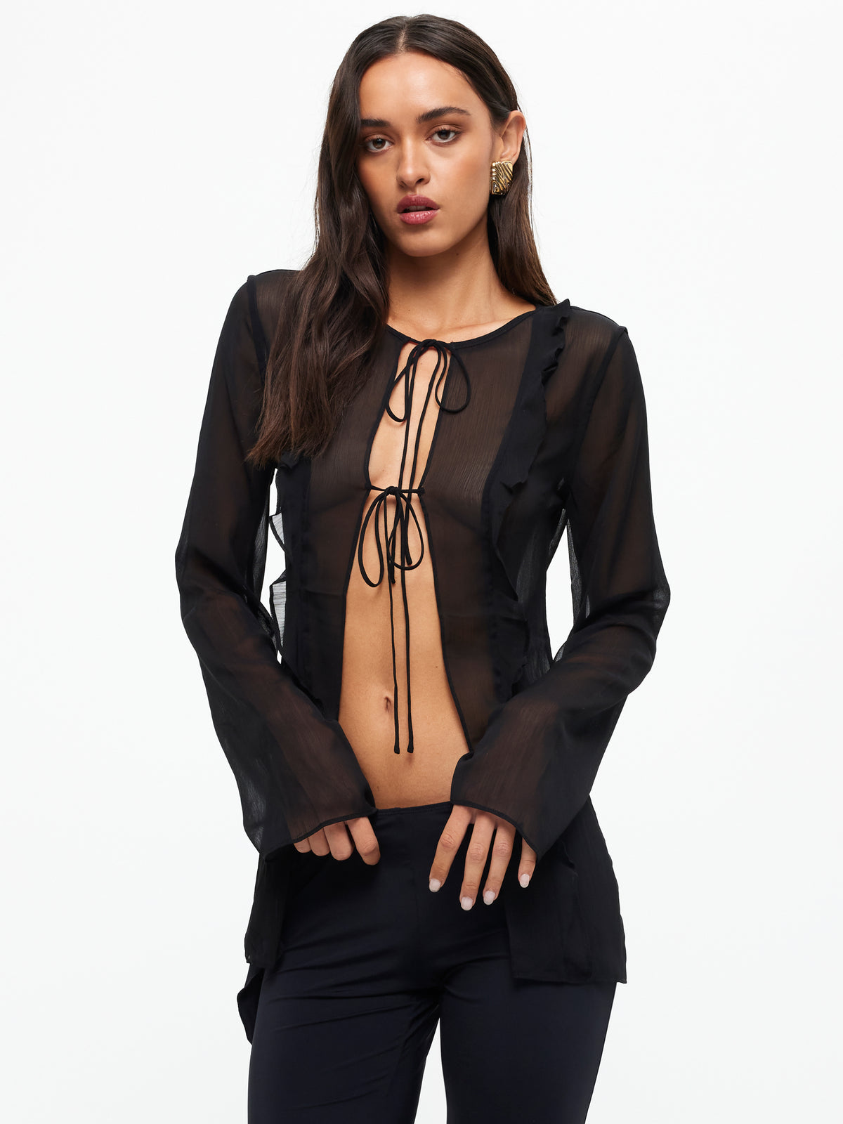 Barely There Tie Top in Onyx