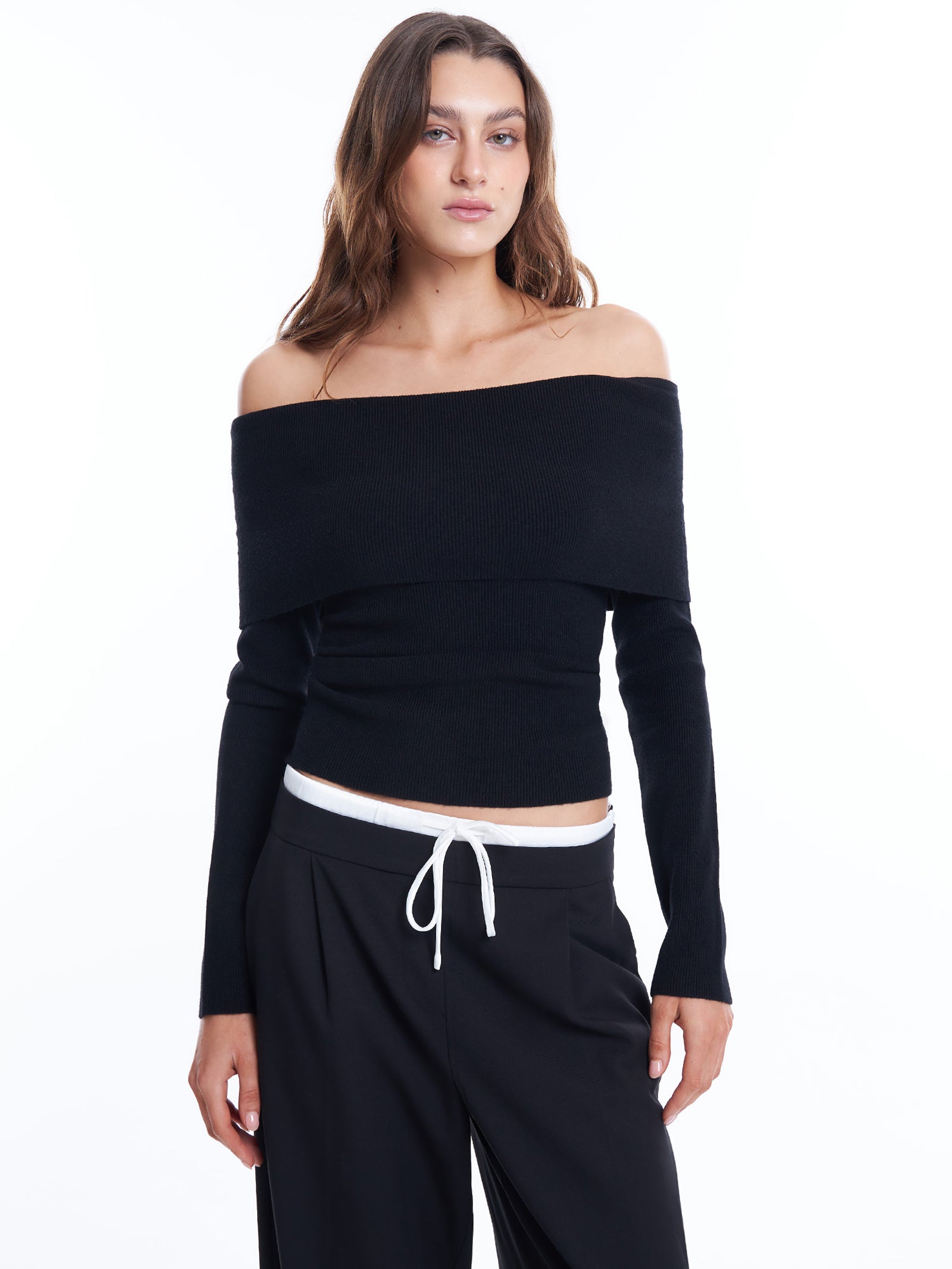 womens black bardot top