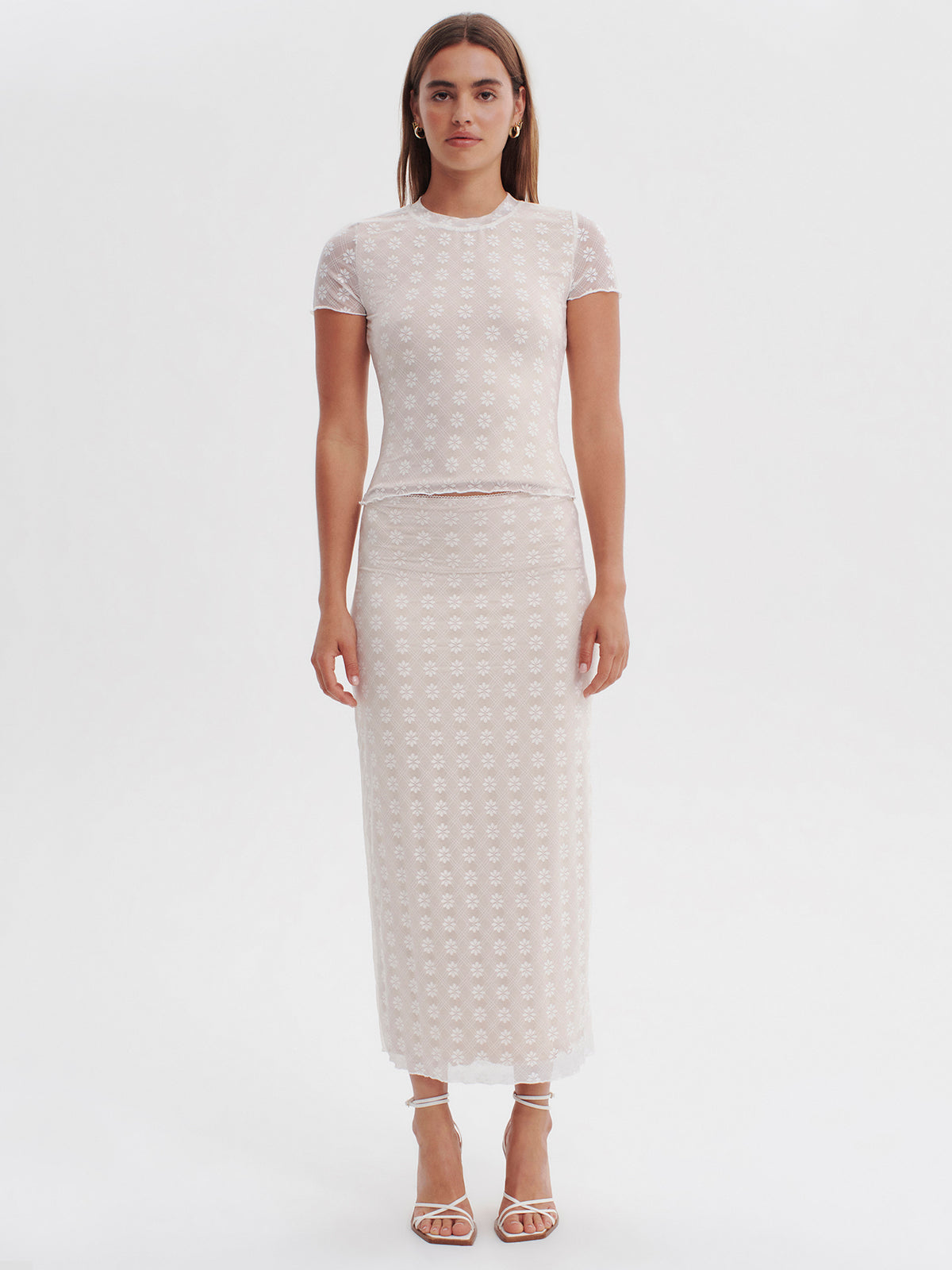 Ownley Margo Lace Midi Skirt | Daisy Check Lace