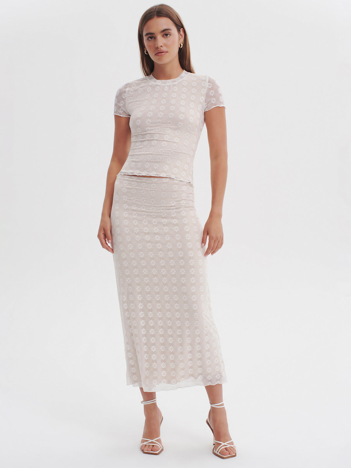 Ownley Margo Lace Midi Skirt | Daisy Check Lace