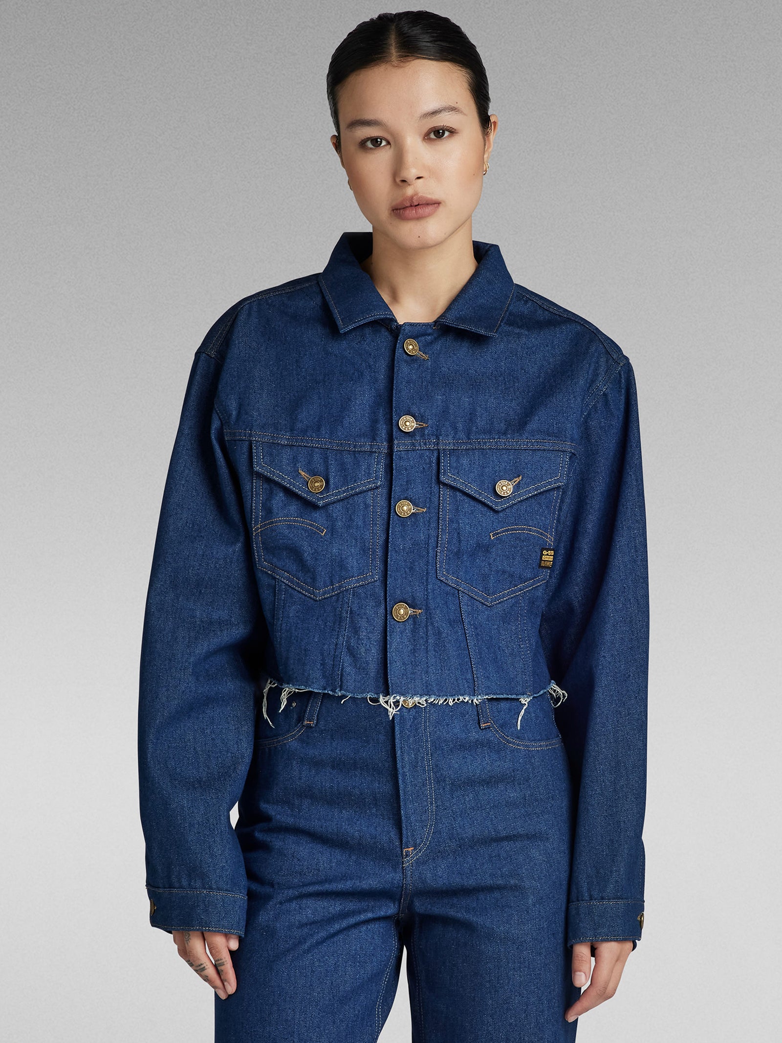 G-Star Relaxed Cropped Cut Off Jacket Raw Denim Glue Store