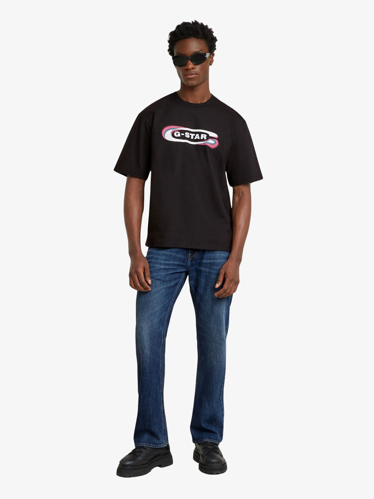 G-Star Gradient Old Skool Logo Boxy | Dark Black