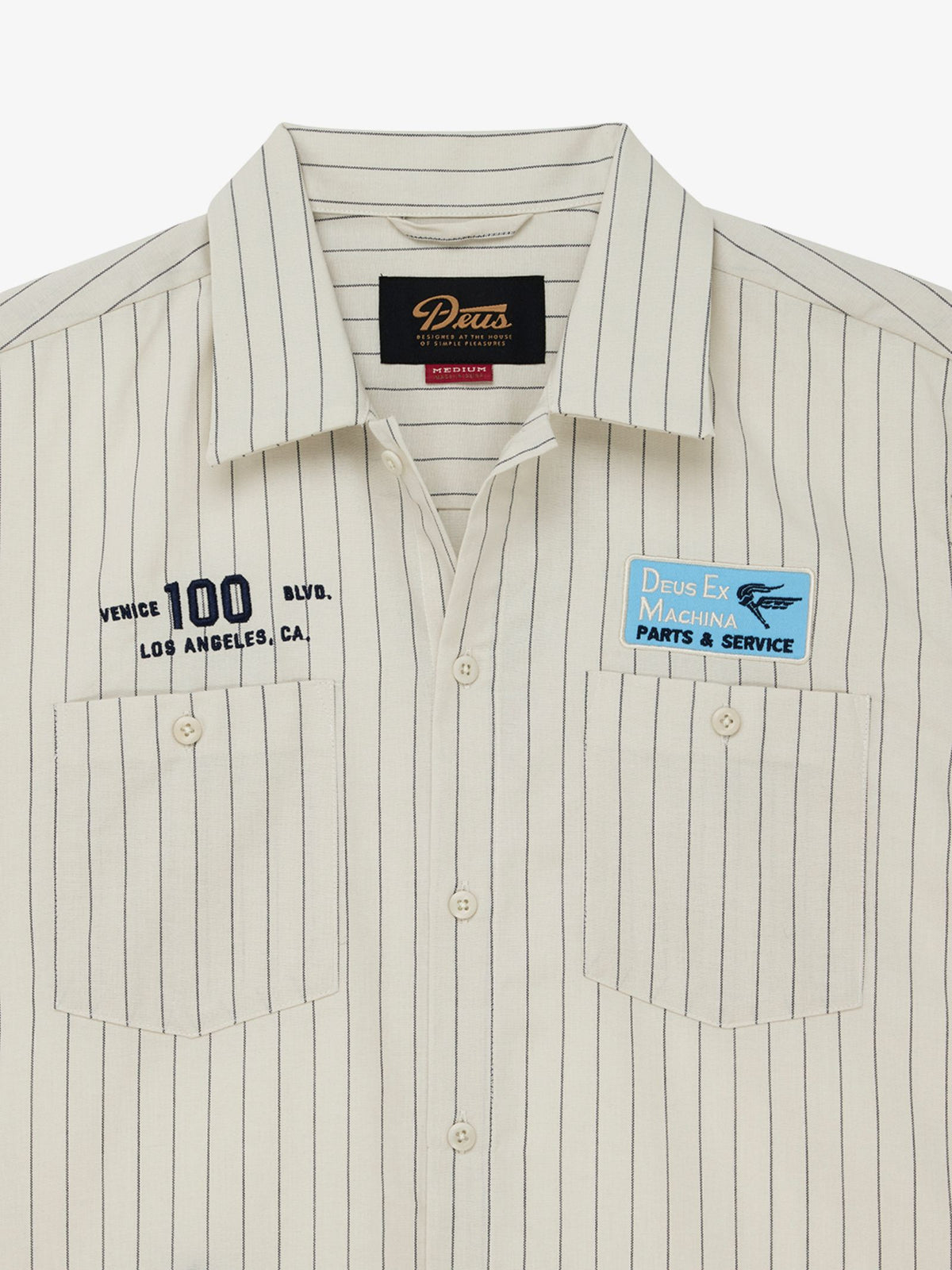 Deus Forecourt Stripe Shirt | Dirty White