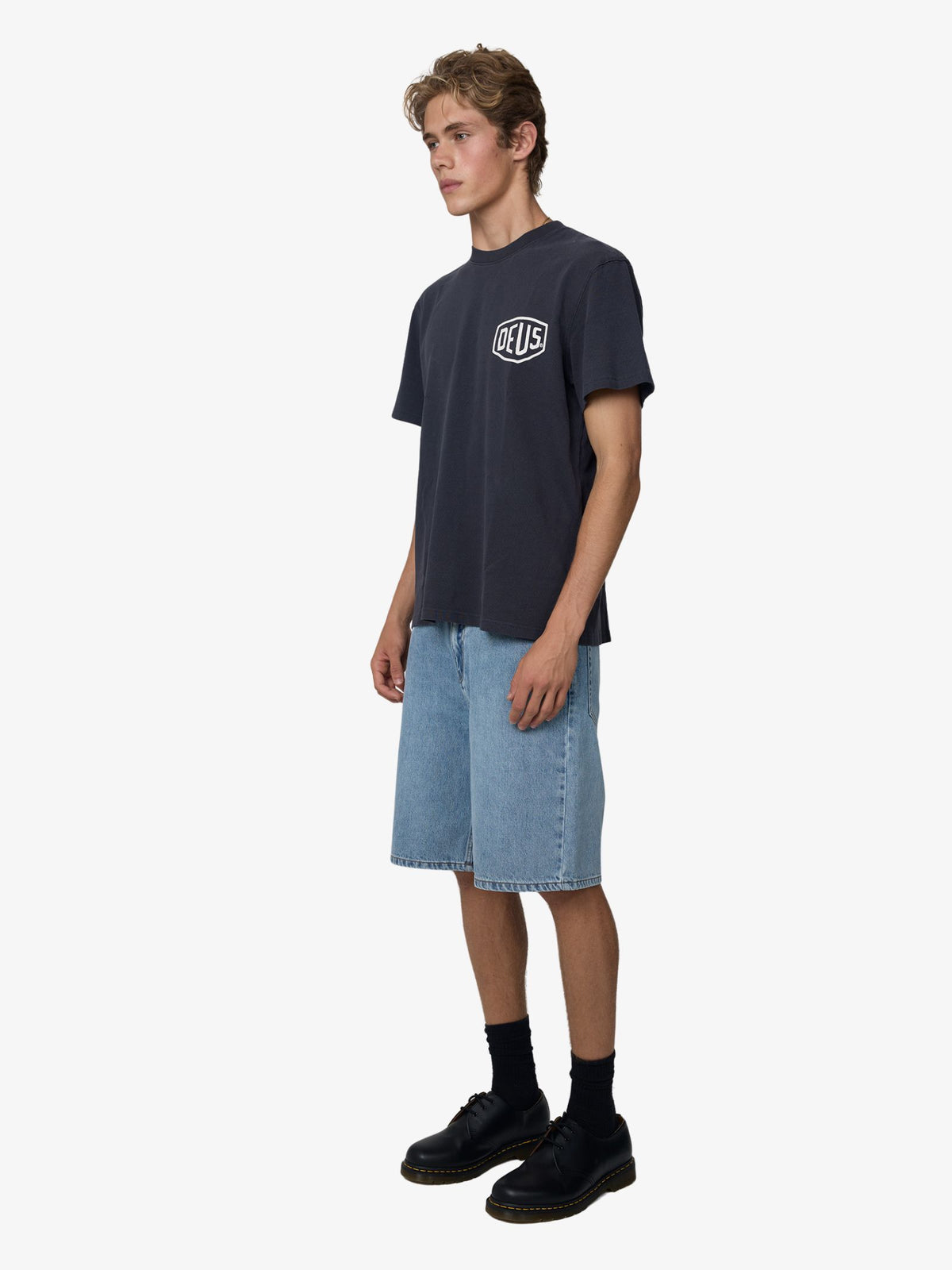 Deus Shield Garment Dyed Tee | Black